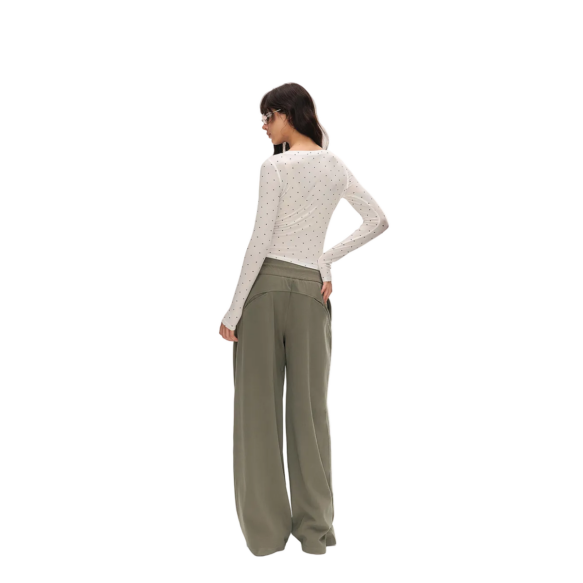 Green Low-Rise Drawstring Wide-Leg Sweatpants