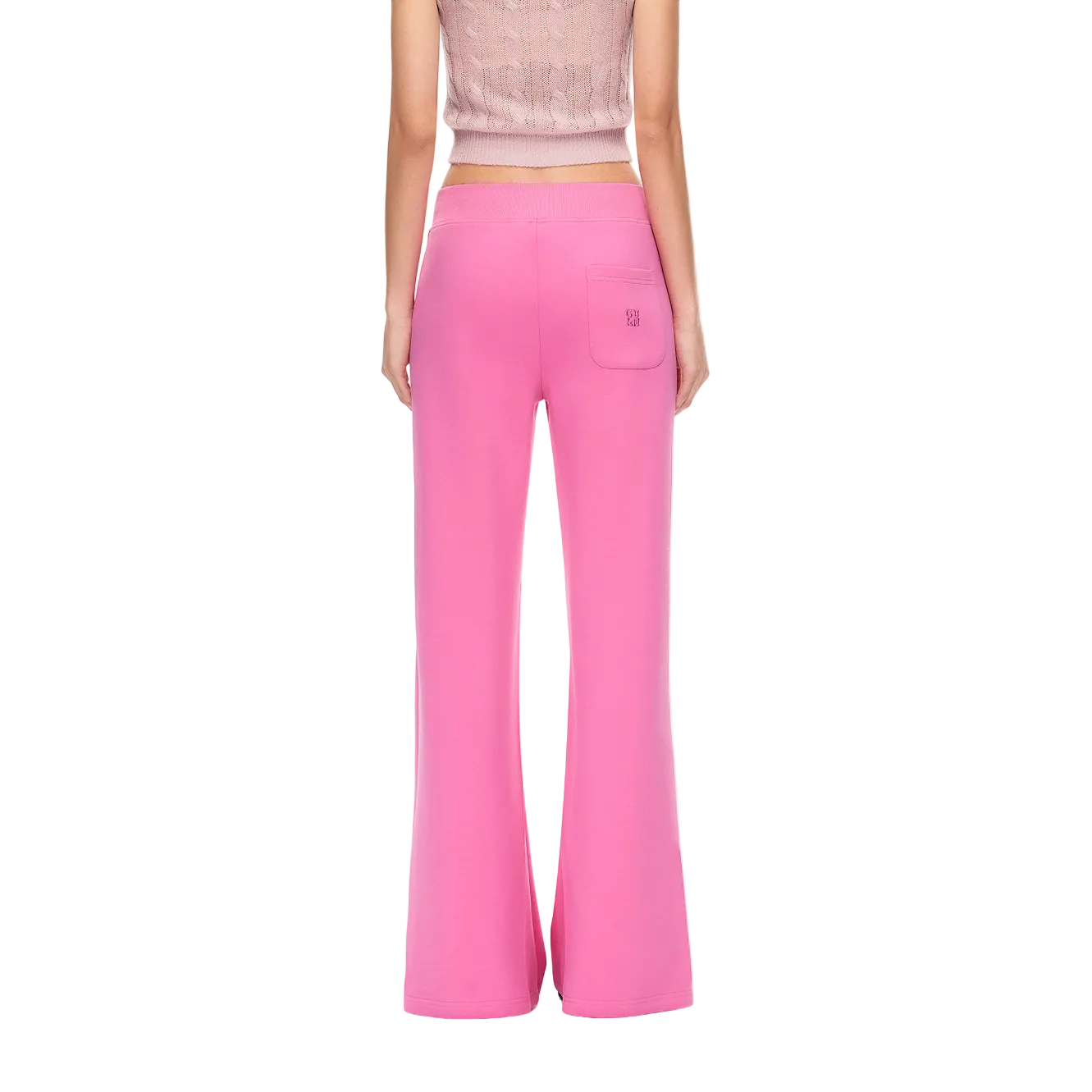 Pink Mid-to-Low Rise Flare Wide-Leg Sweatpants