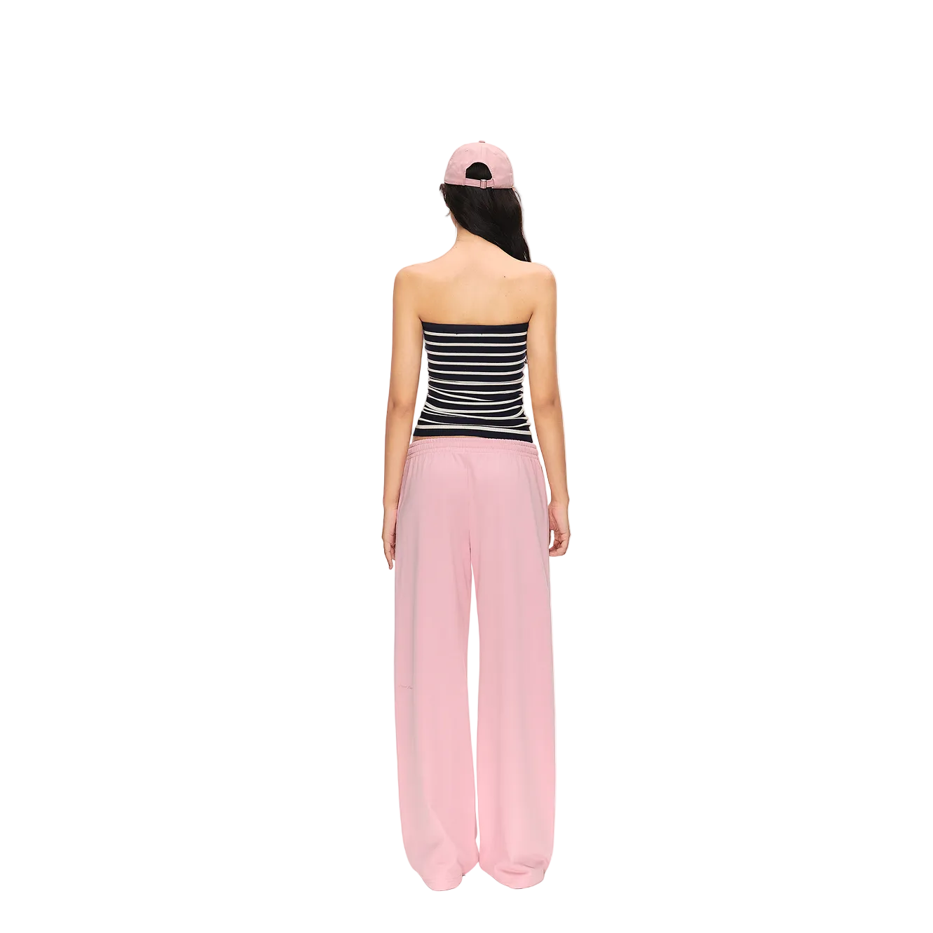 Navy Blue Cashmere Blend Striped Tie-Waist Bandeau Vest