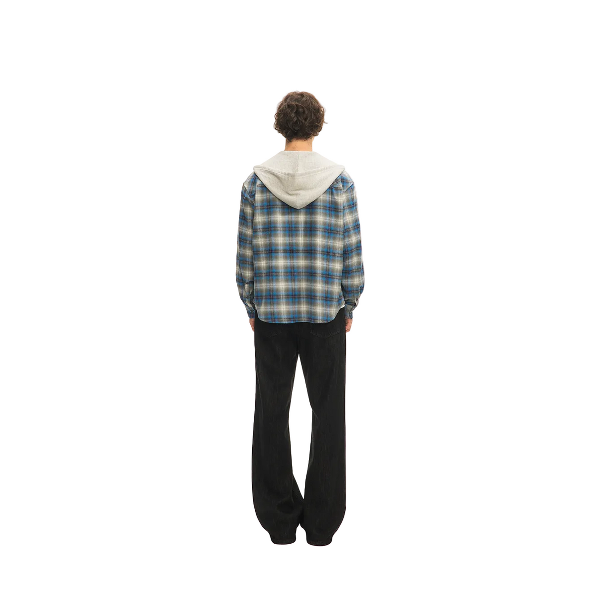 Blue Plaid Hooded Shirt Jacket