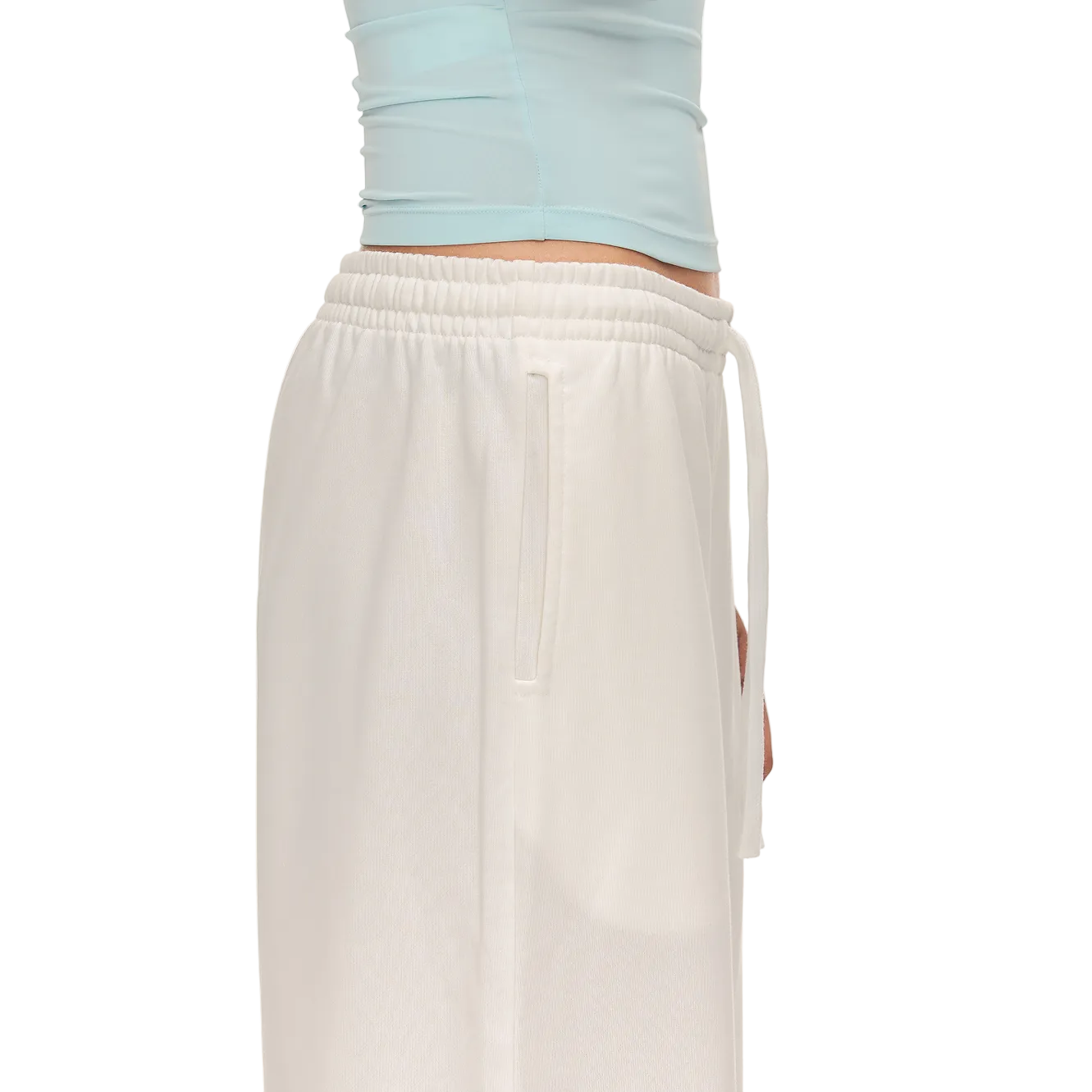 White Low-Rise Drawstring Straight-Leg Sweatpants