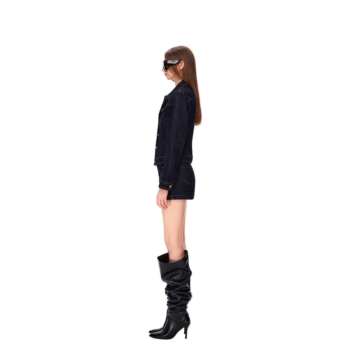 Raw Denim Blue Mid-Low Rise Denim Mini Skirt