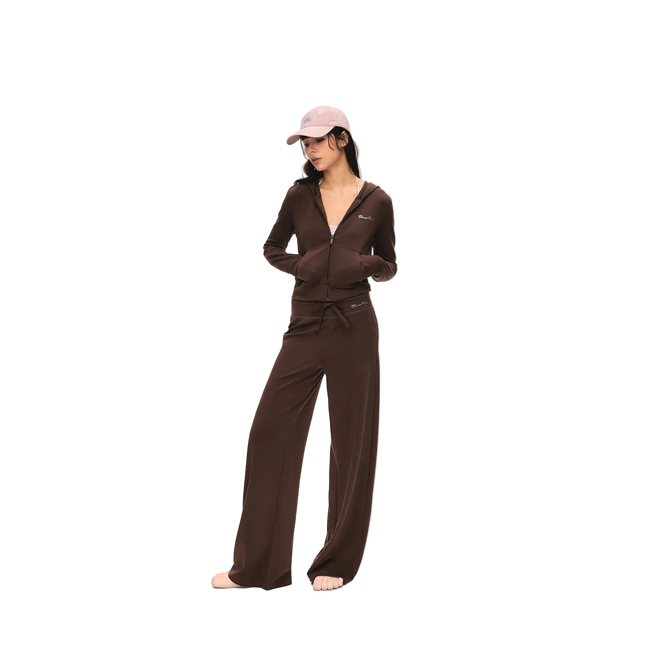 Brown Airy Cropped Hooded Sweatshirt