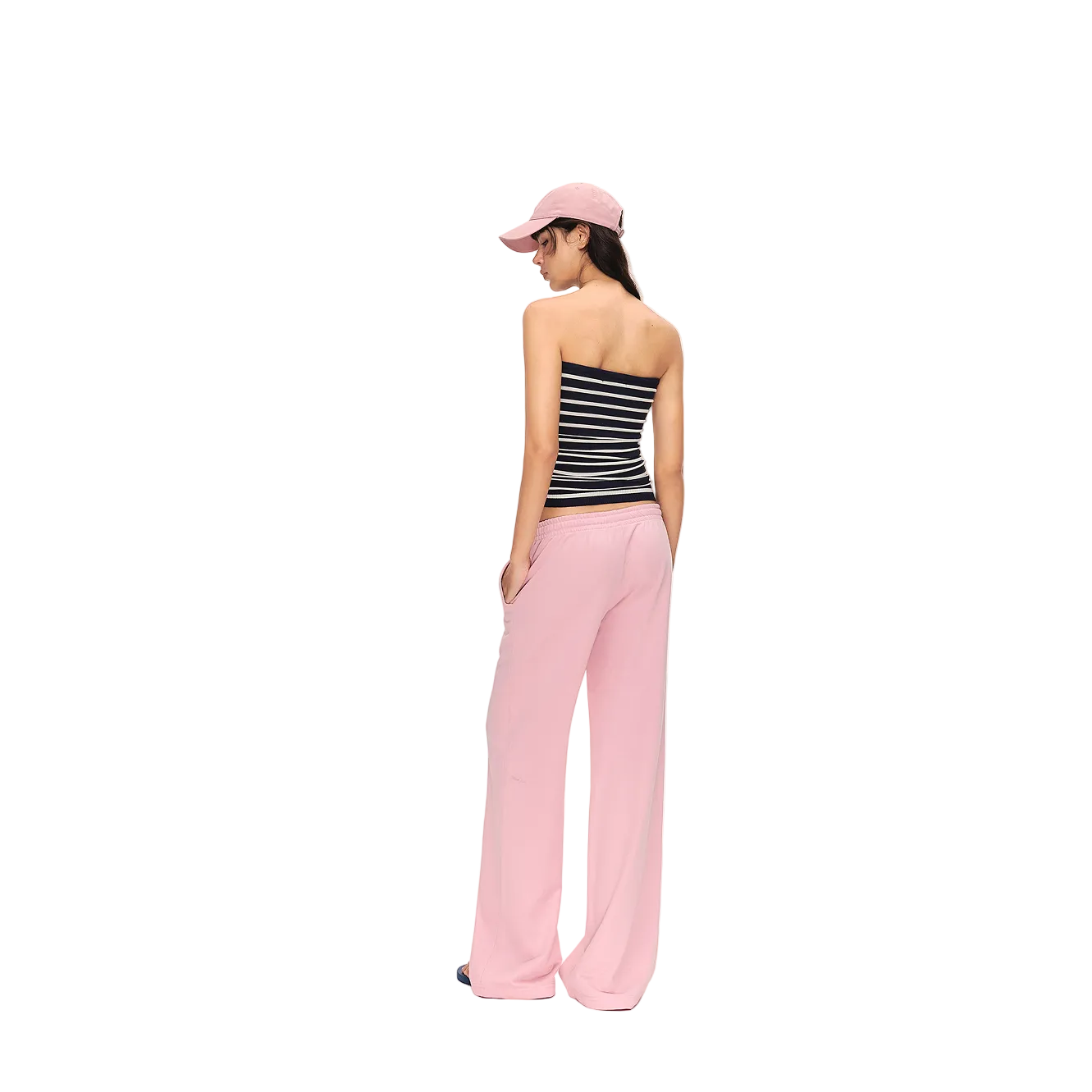 Pink Low-Rise Drawstring Straight-Leg Sweatpants