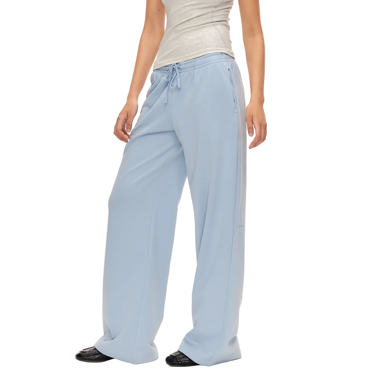 Blue Low-Rise Drawstring Straight-Leg Sweatpants