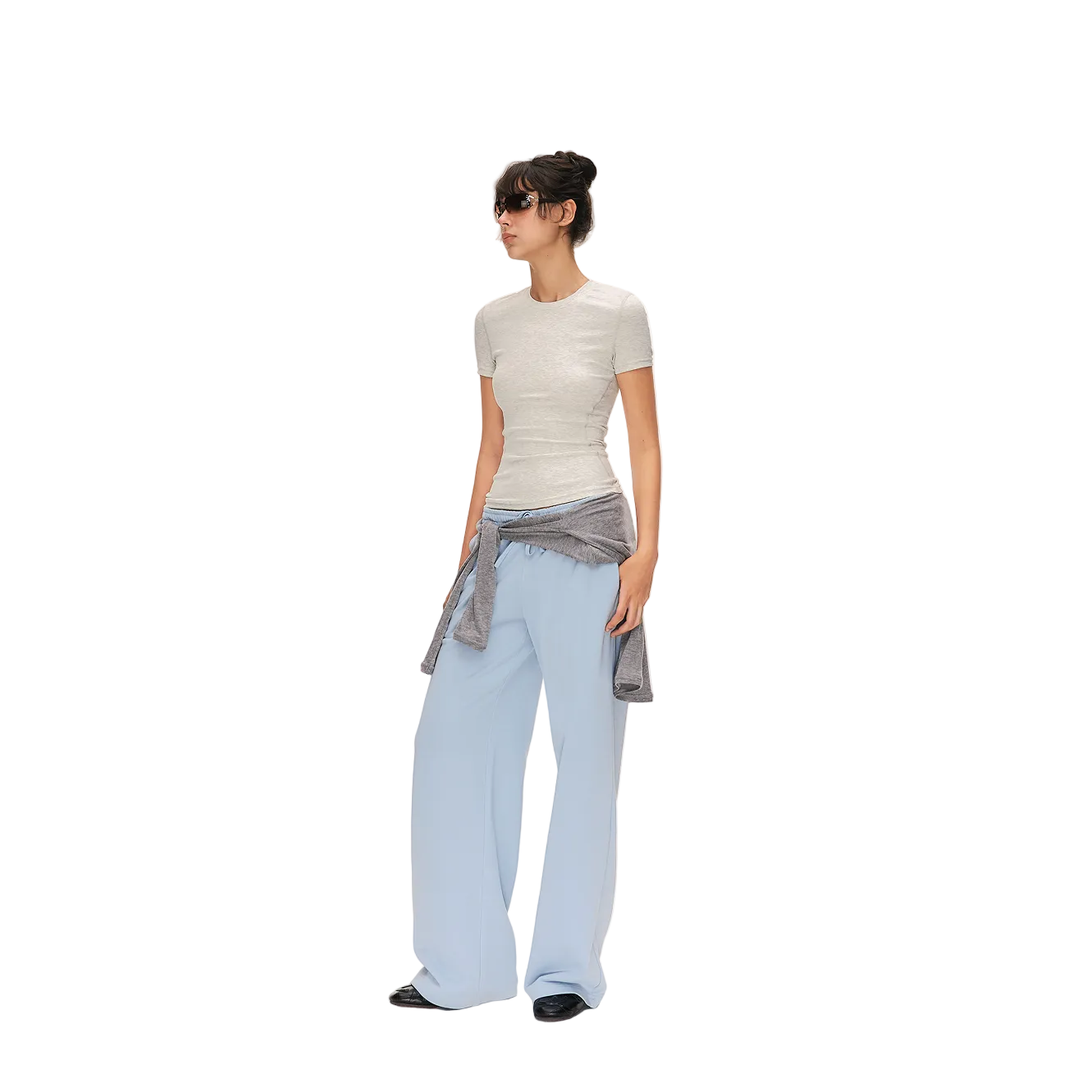 Blue Low-Rise Drawstring Straight-Leg Sweatpants