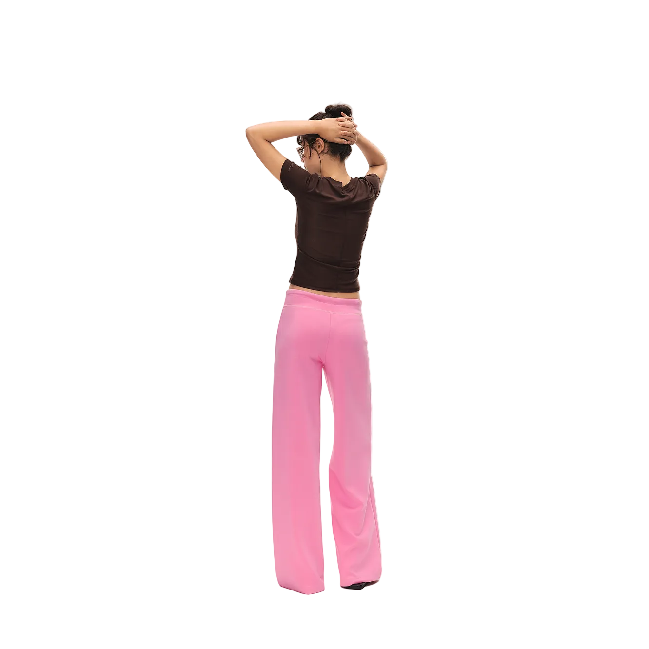 Rose Pink Airy Wide Waist Straight Leg Trousers
