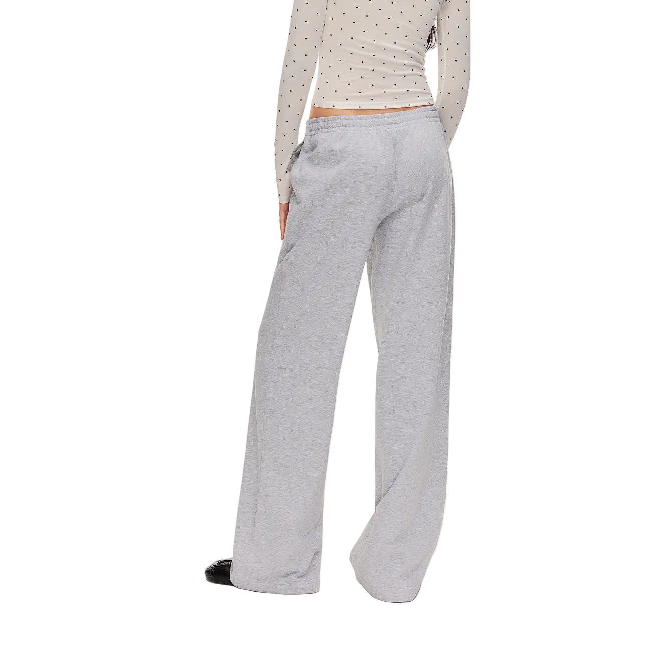 Grey Low-Rise Drawstring Straight-Leg Sweatpants
