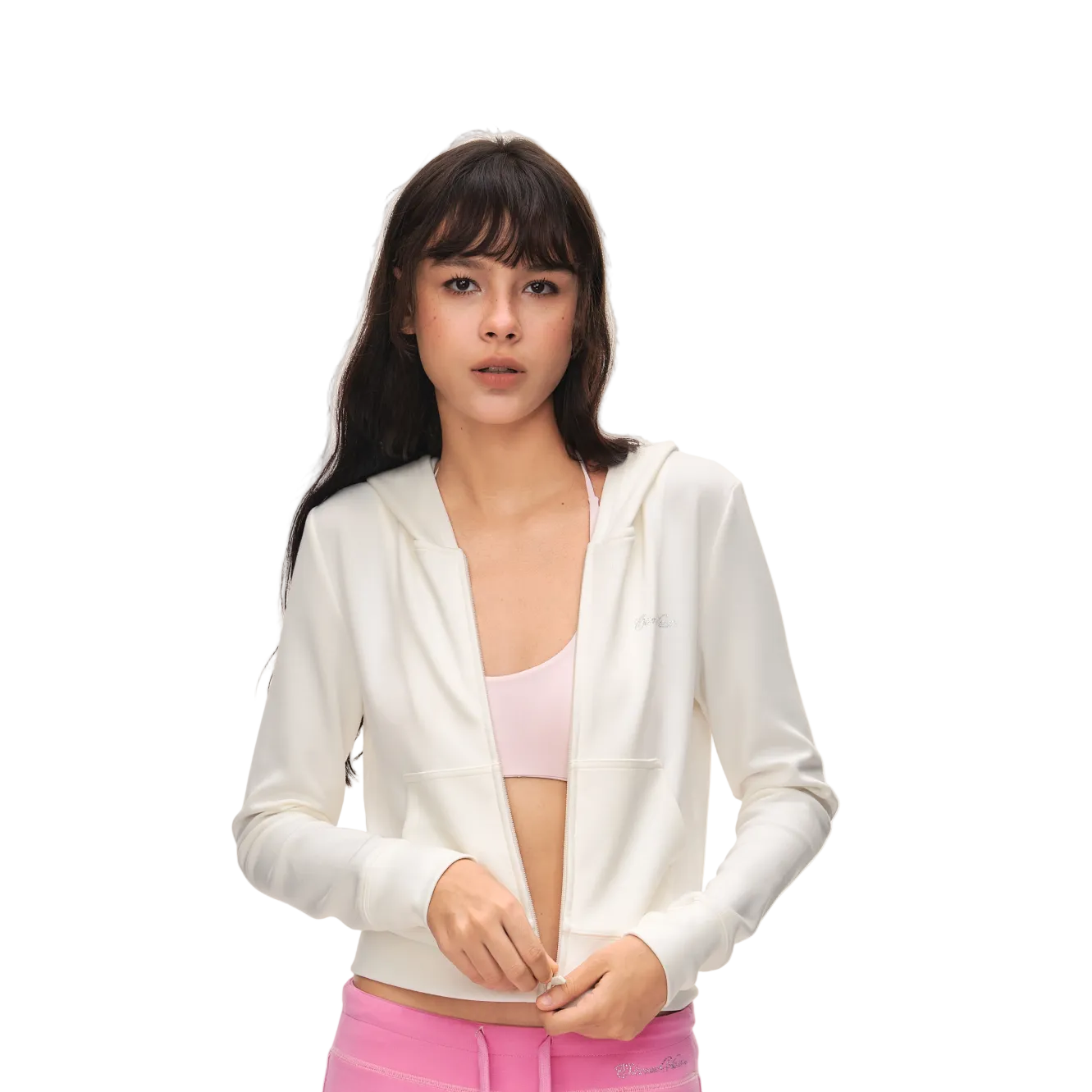 White Airy Short Hooded Sweatshirt