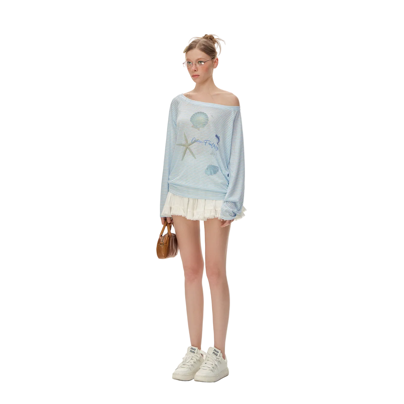 Blue Lyocell Resort Style Off-Shoulder Cover-Up