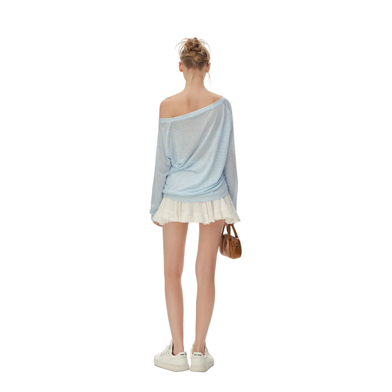 Blue Lyocell Resort Style Off-Shoulder Cover-Up