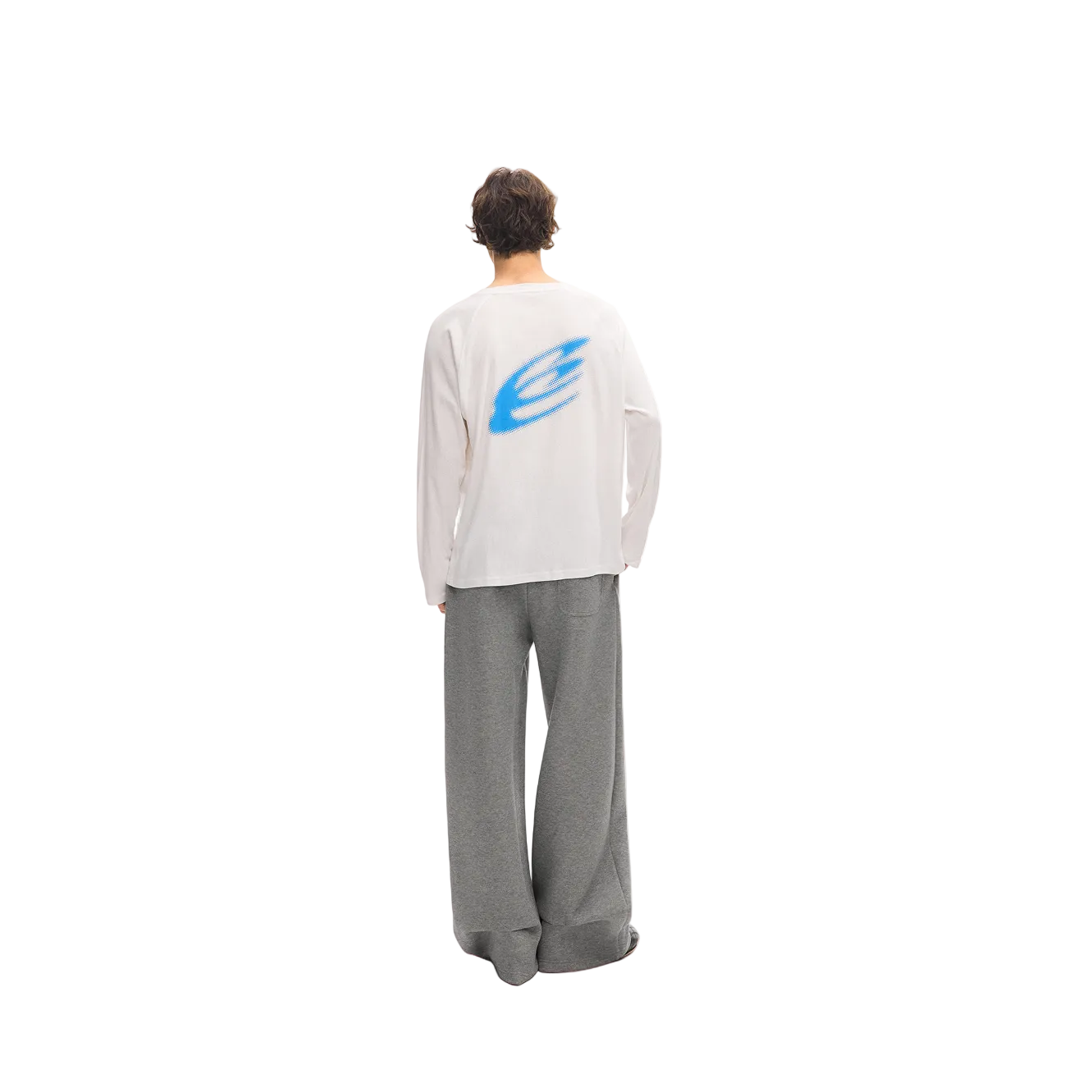 White Cotton-Linen Blend Snowflake Pattern Long-Sleeve T-Shirt
