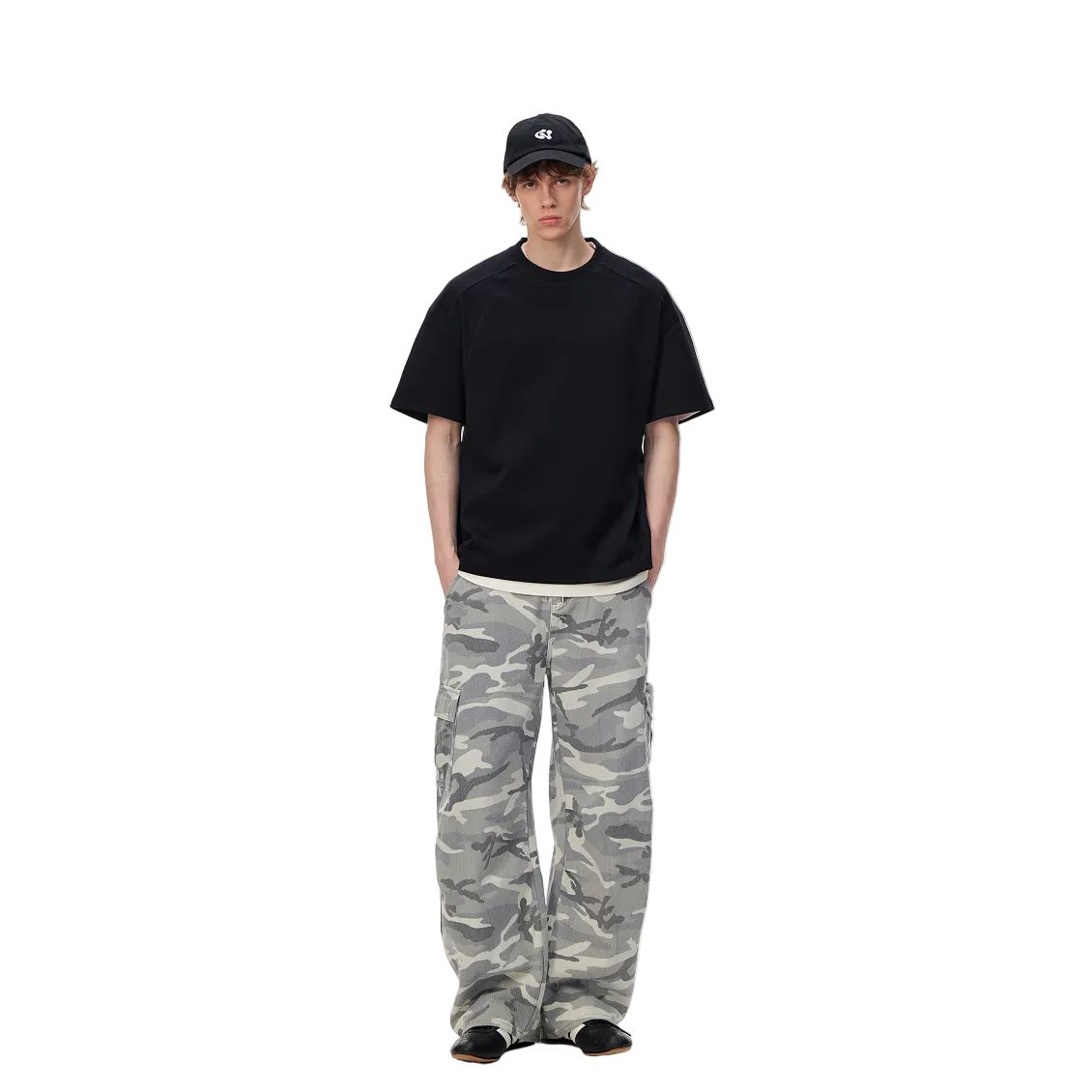 Black Air Layer Deconstructed Patchwork Short-Sleeve T-Shirt