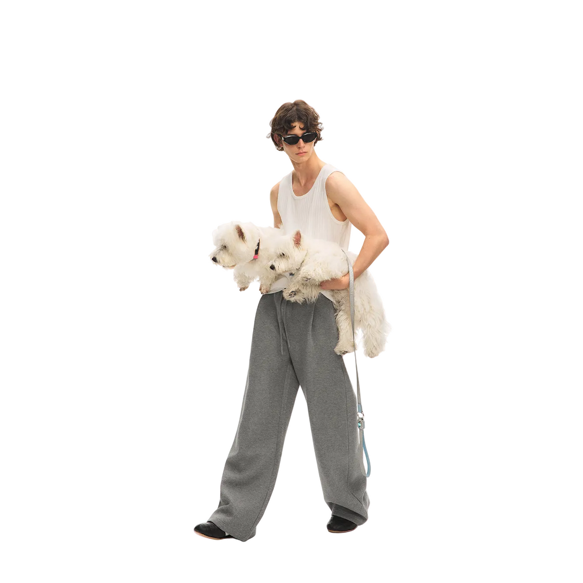 Grey Heavyweight Air-Layer Wide-Leg Trousers