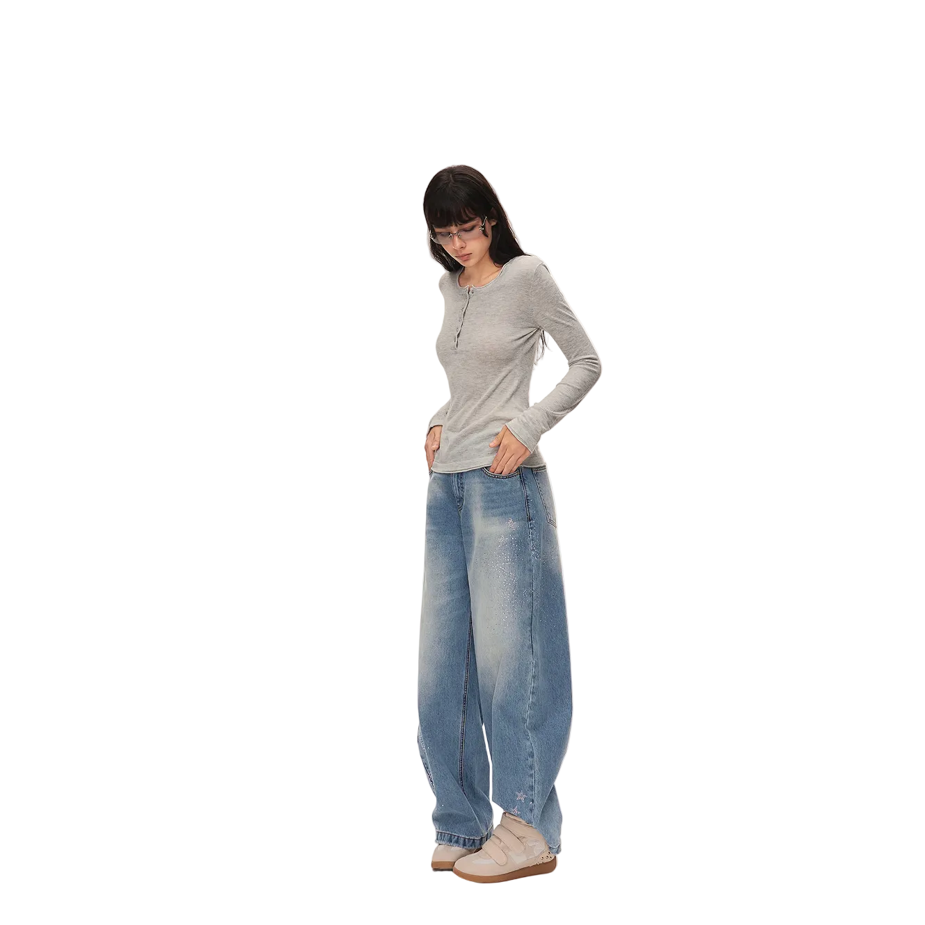 Grey Rolled-Edge Tencel Linen Knit Sweater