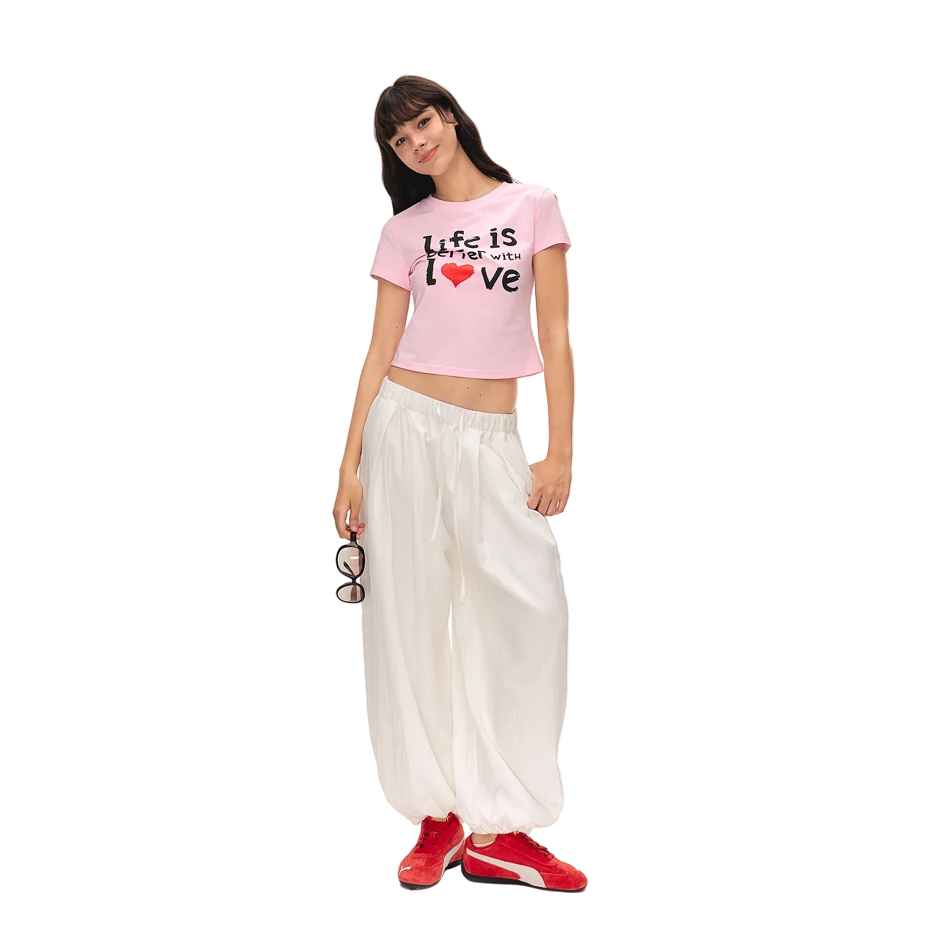 White Lyocell Lightweight Loose-fitting Lantern Pants