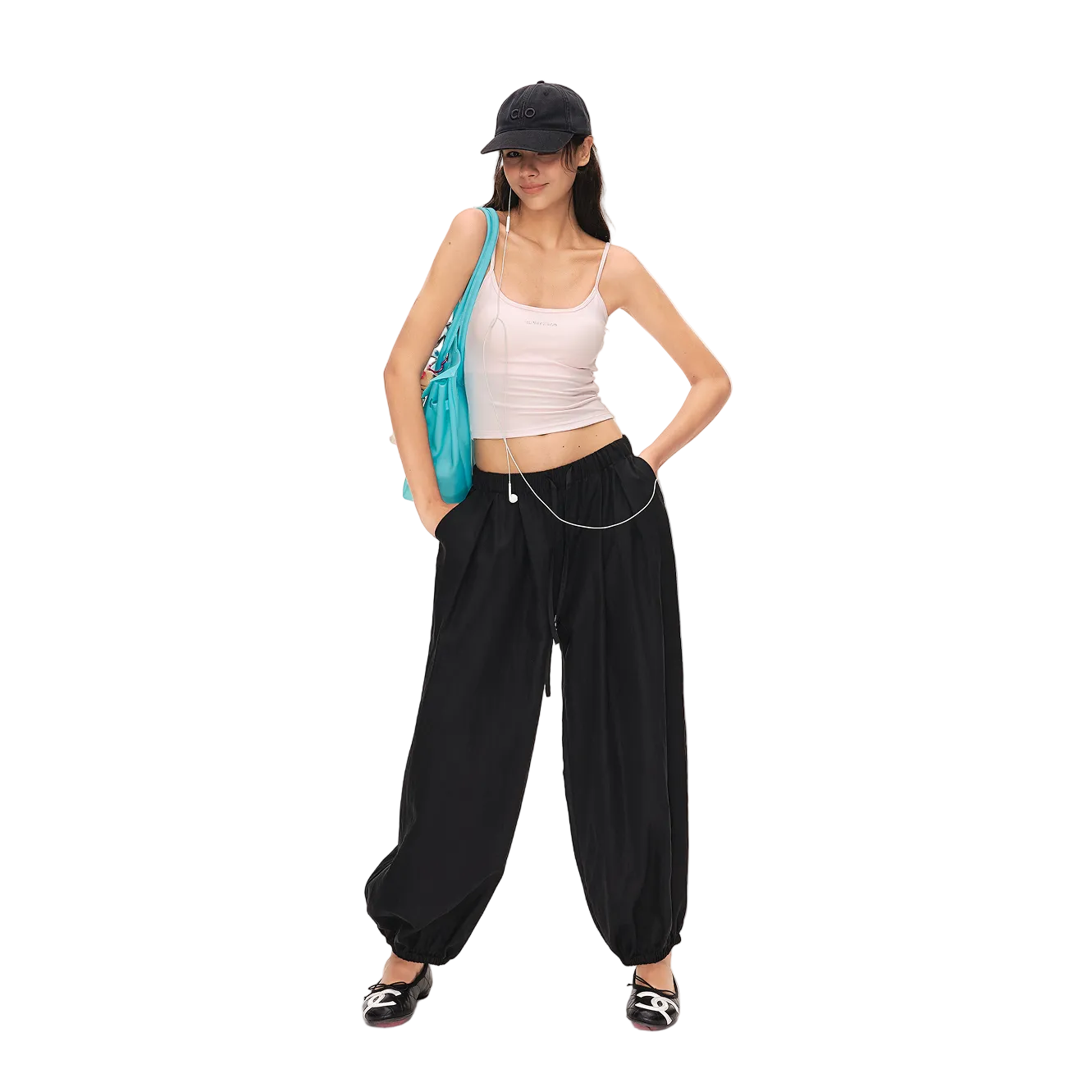 Black Lyocell Lightweight Loose-fitting Lantern Pants