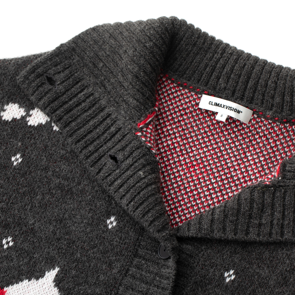 Grey West Highland Dog Fair Isle Collar Cardigan