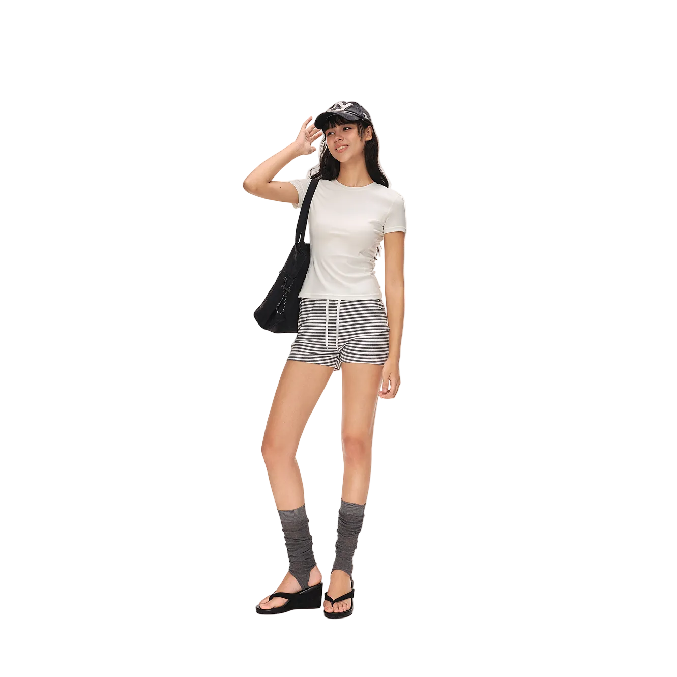 White 3D Structured Short-Sleeve T-Shirt