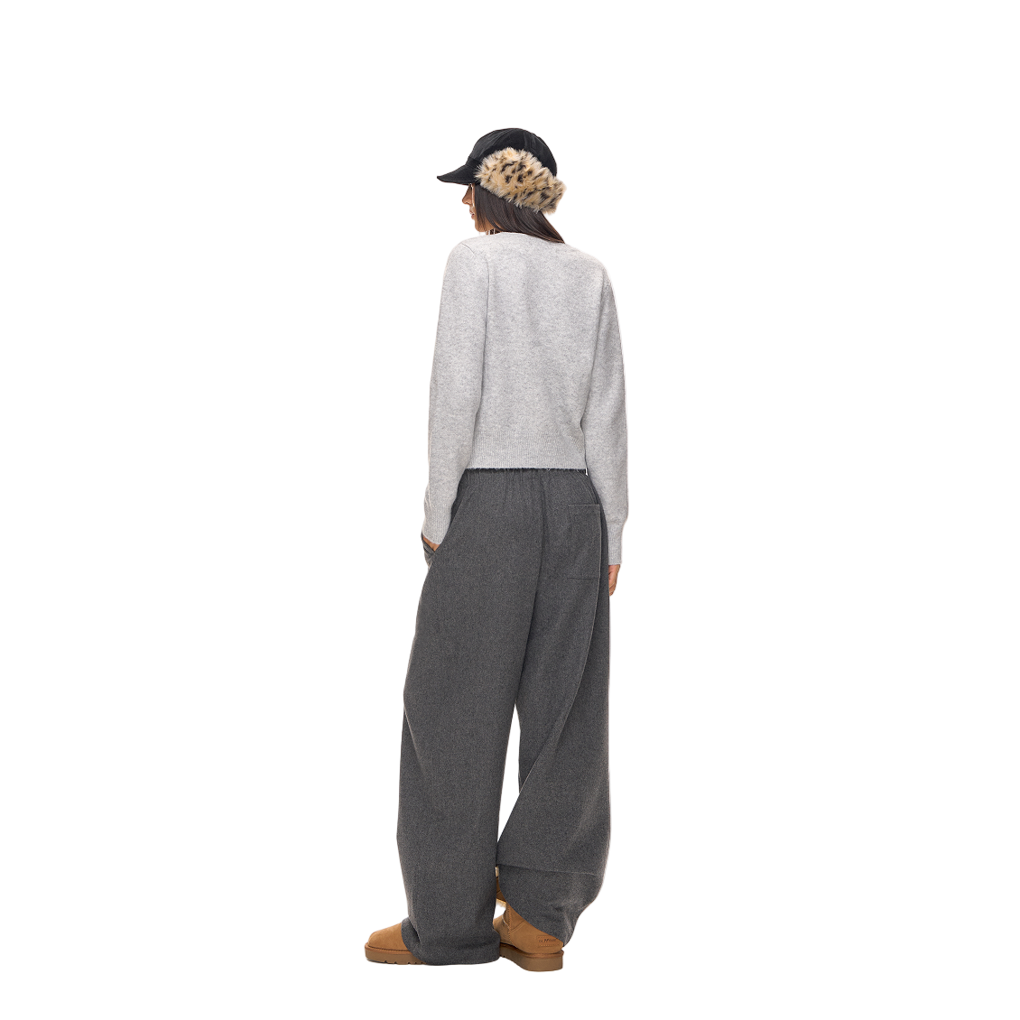 Light Grey Wool Blend Soft Minimalist Casual Trousers