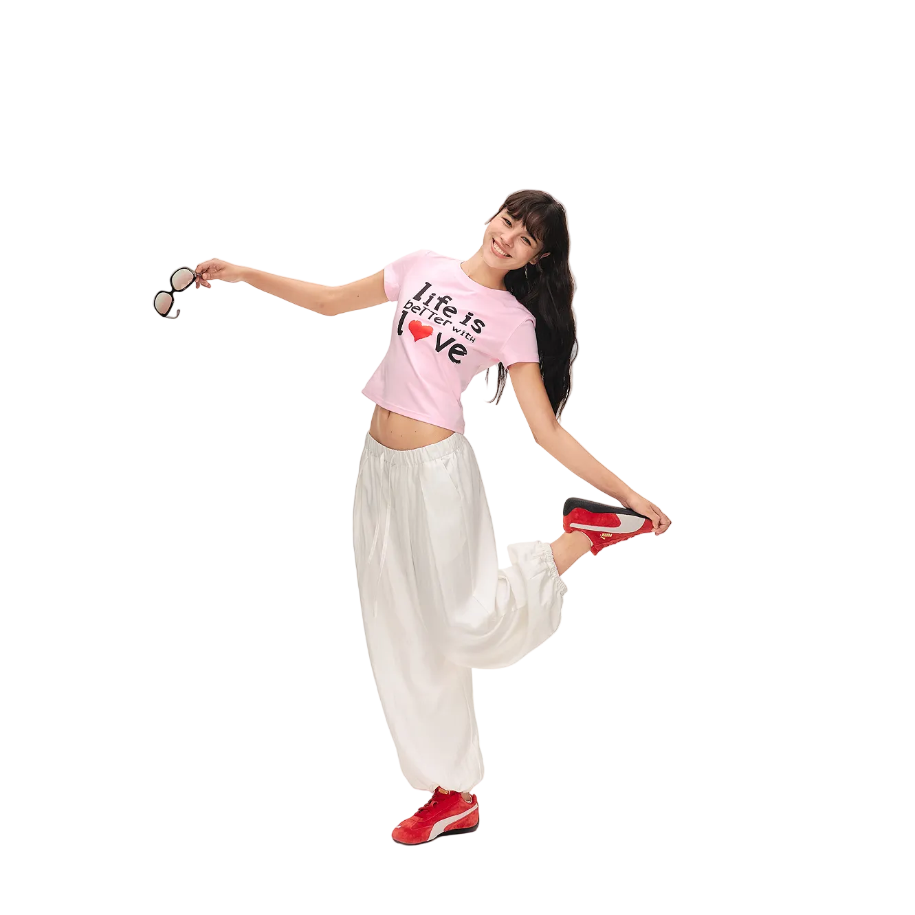 White Lyocell Lightweight Loose-fitting Lantern Pants