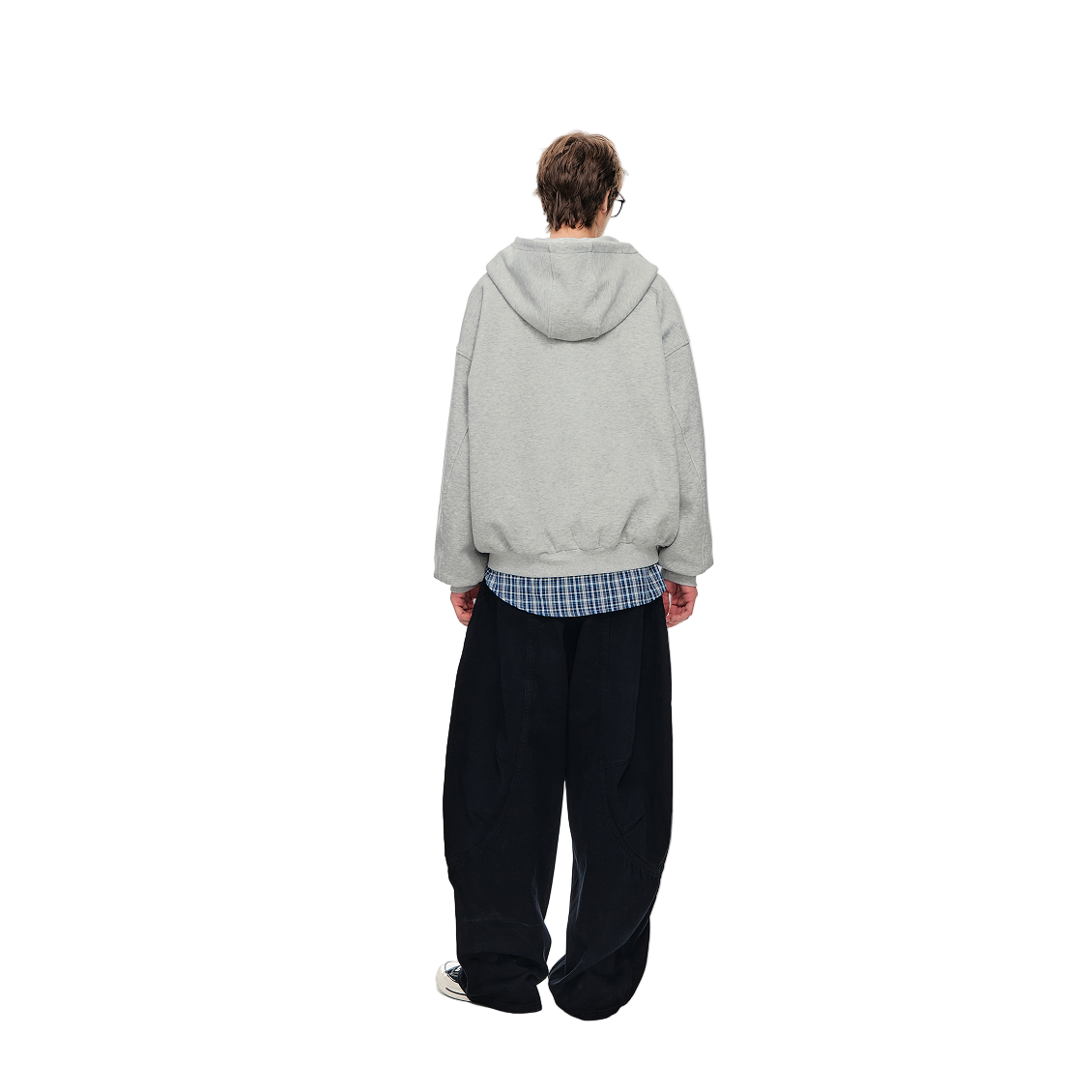 Double-faced Velvet Loose Silhouette Airy Hooded Jacket In Gray