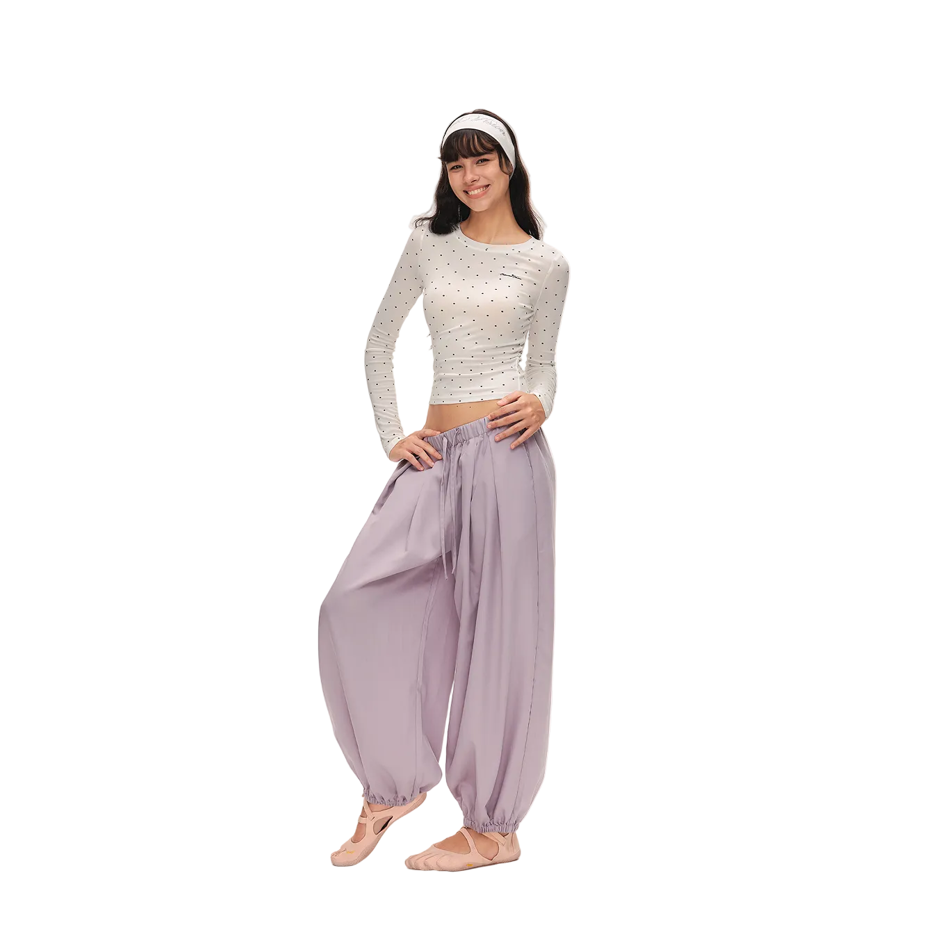 Purple Lyocell Lightweight Loose-fitting Lantern Pants