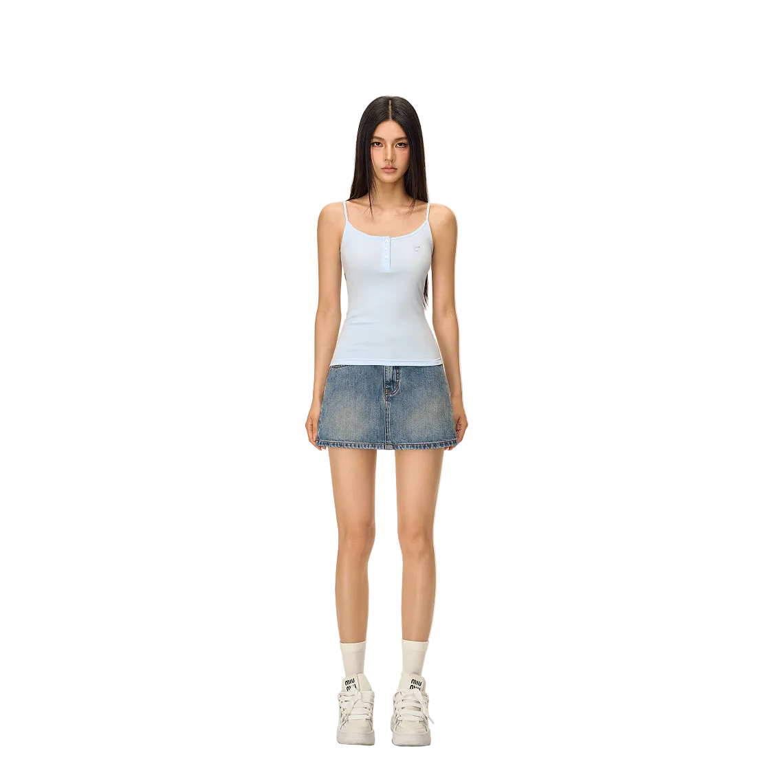 Blue Retro Anti-Exposure A-line Denim Mini Skirt