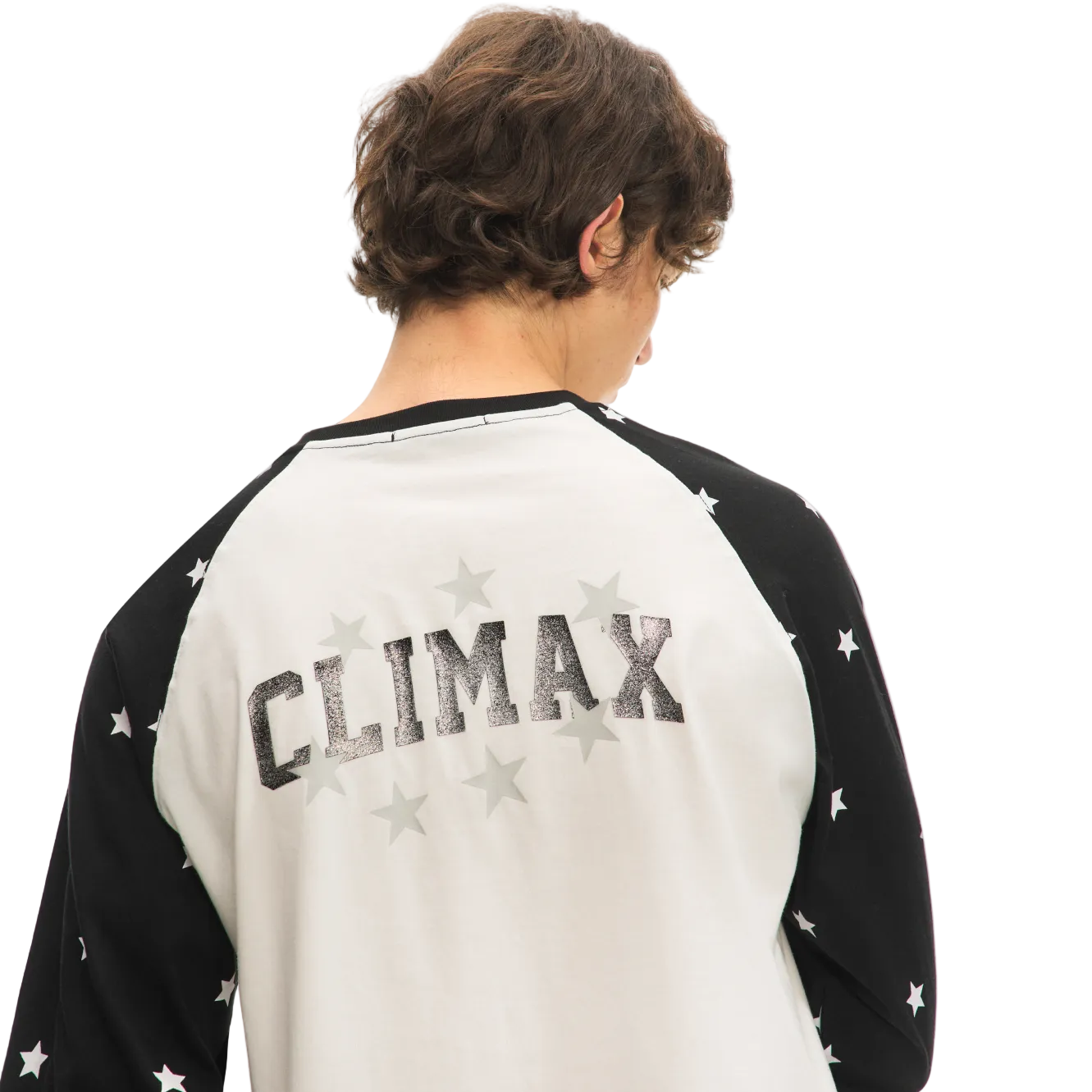 Black and White Color Block Star Long-Sleeve T-Shirt