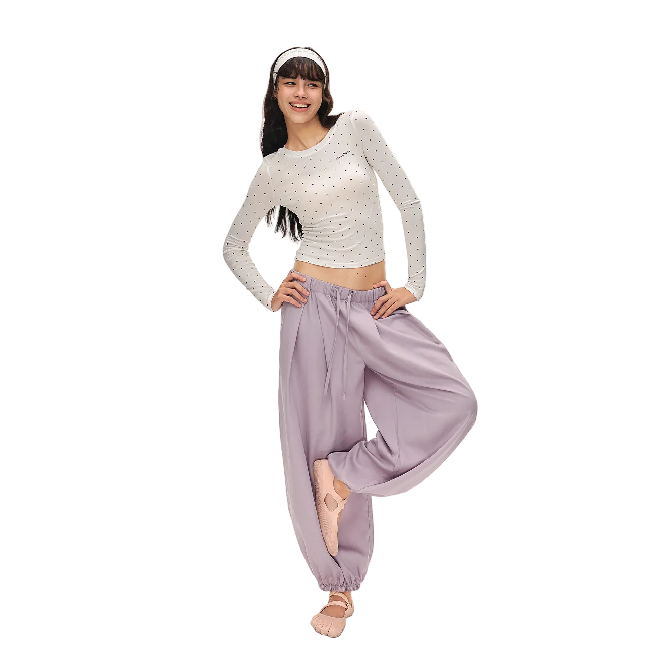 Purple Lyocell Lightweight Loose-fitting Lantern Pants