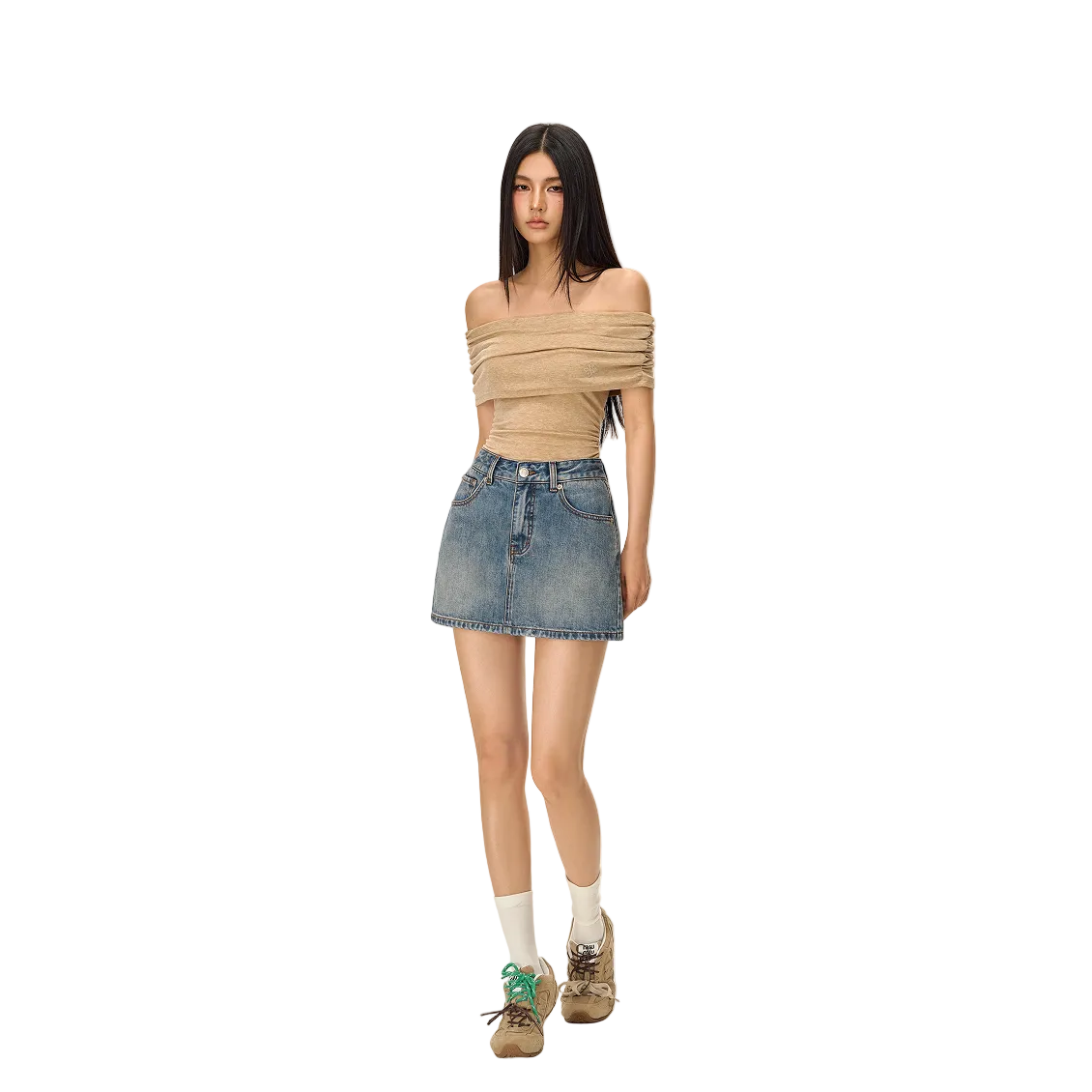 Blue Retro Anti-Exposure A-line Denim Mini Skirt