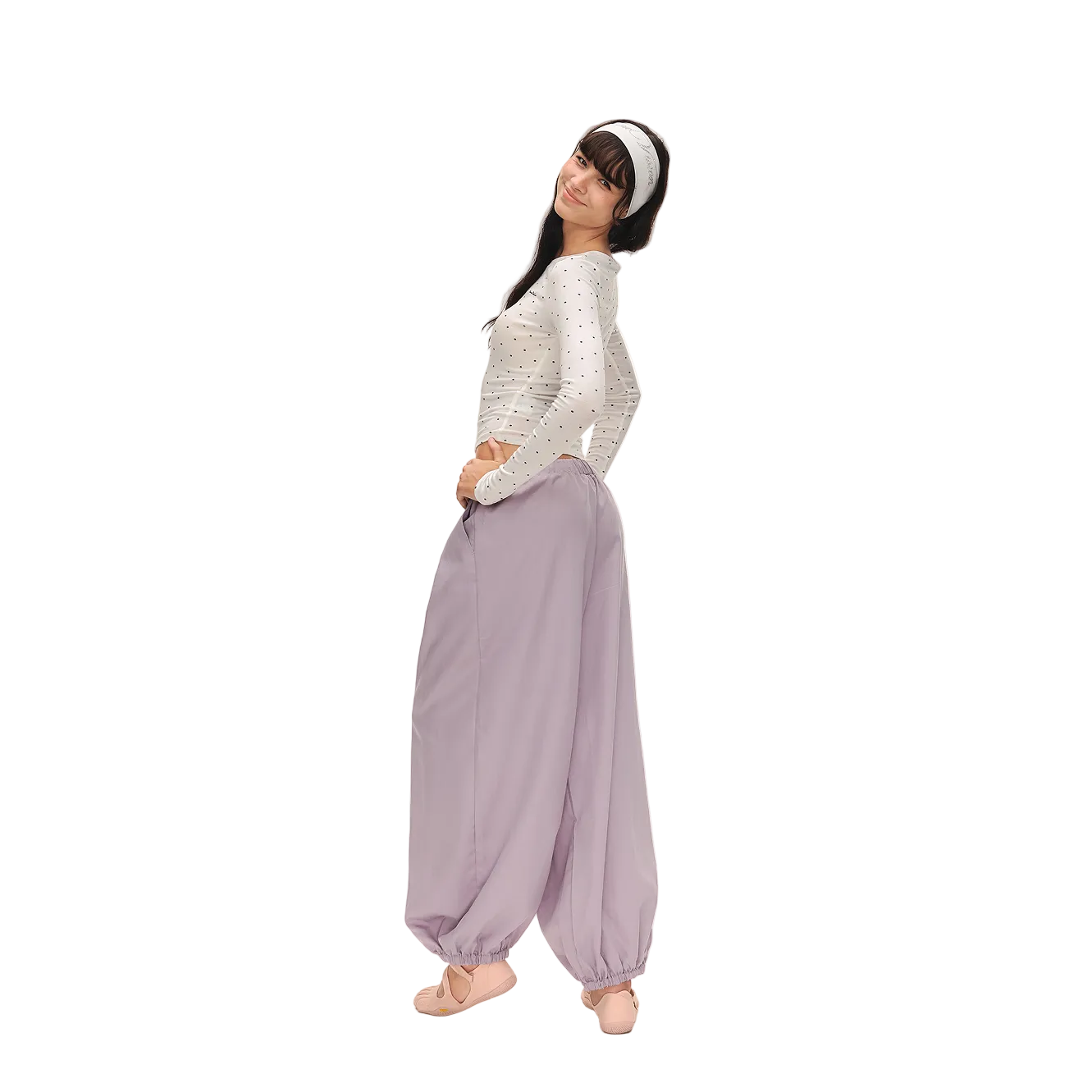 Purple Lyocell Lightweight Loose-fitting Lantern Pants