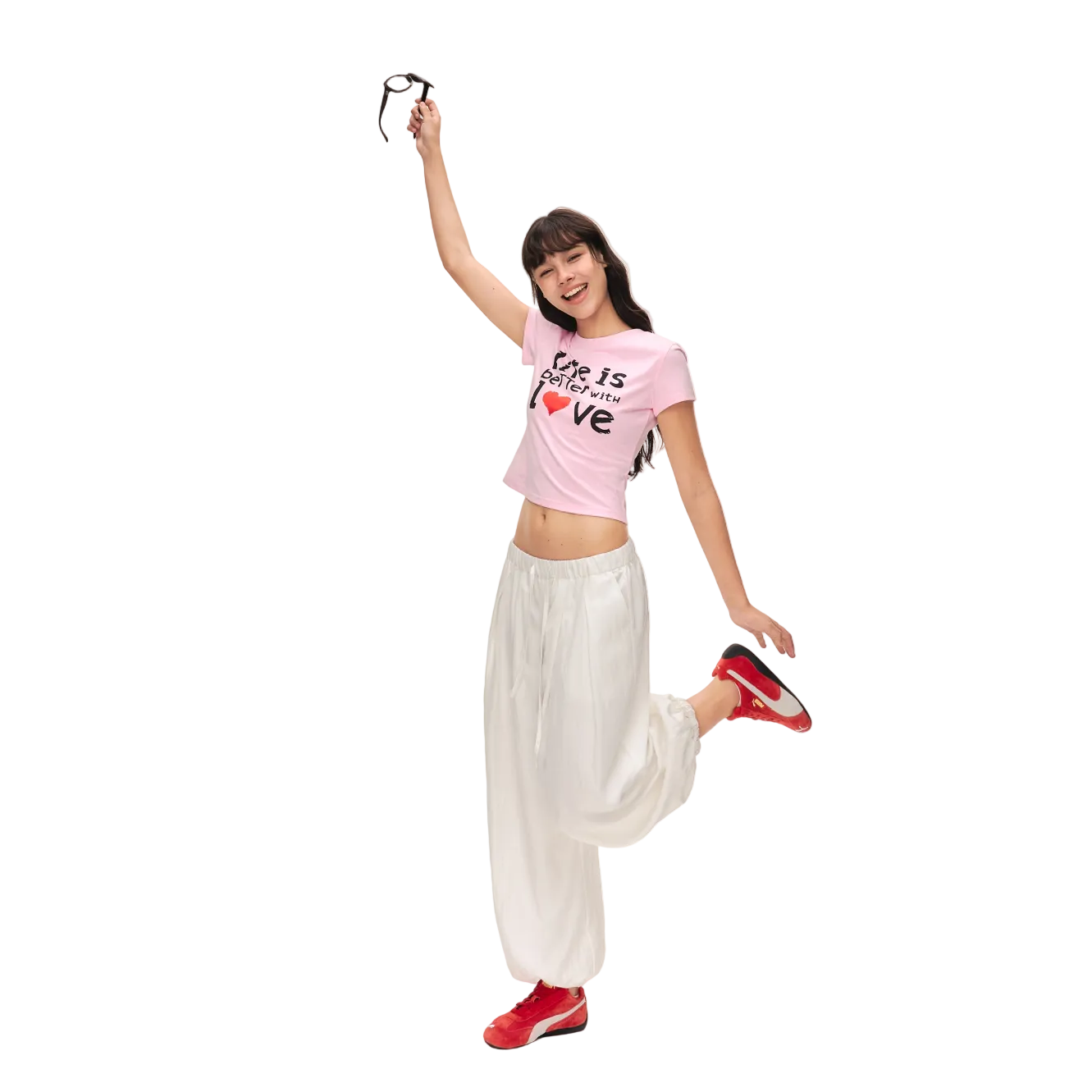 Pink Heart Letter Print Short-Sleeve T-Shirt
