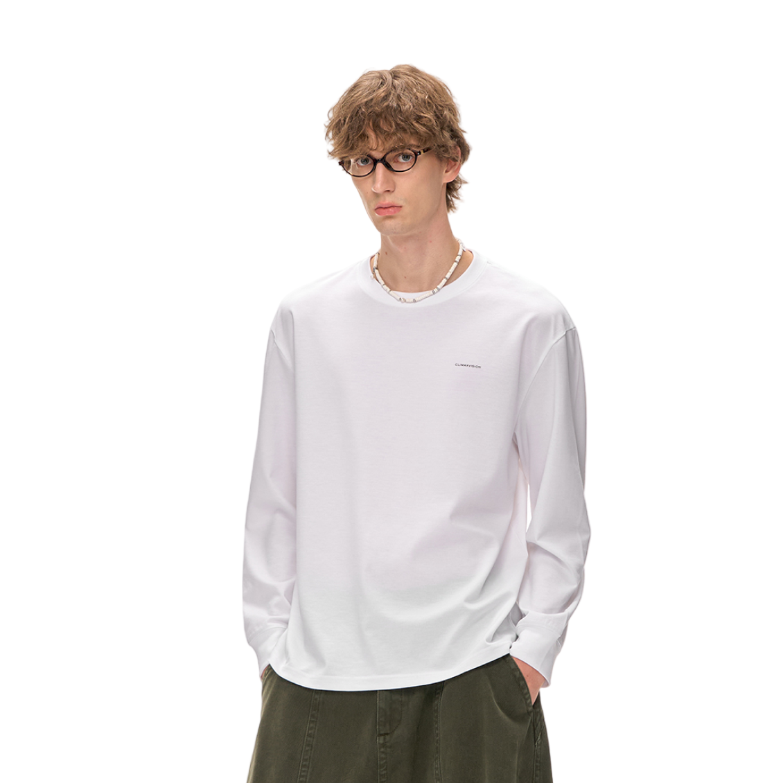 Minimalist Luxury Special Yarn Fabric Long-sleeved T-shirt In White