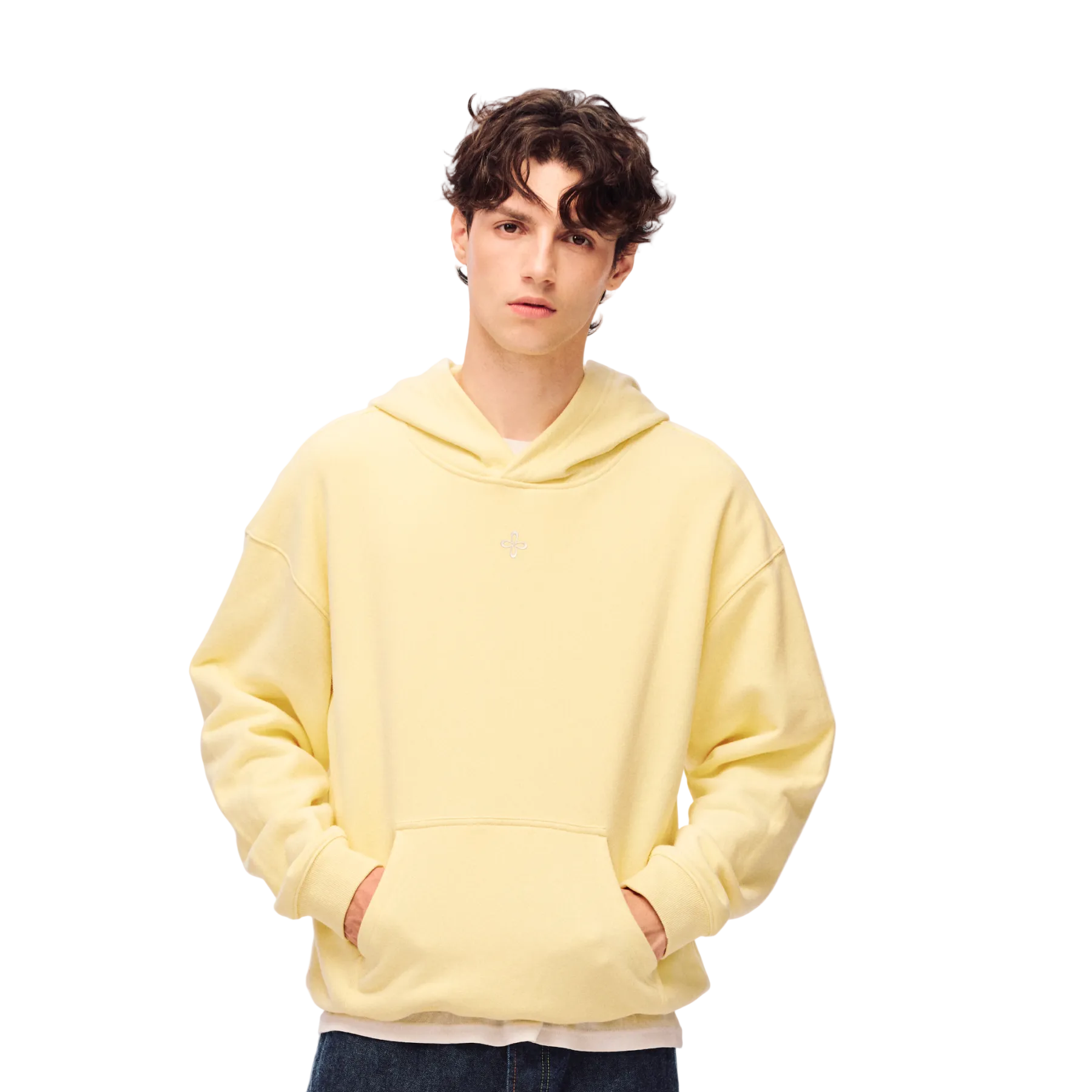 Yellow Cross-Patterned Hoodie