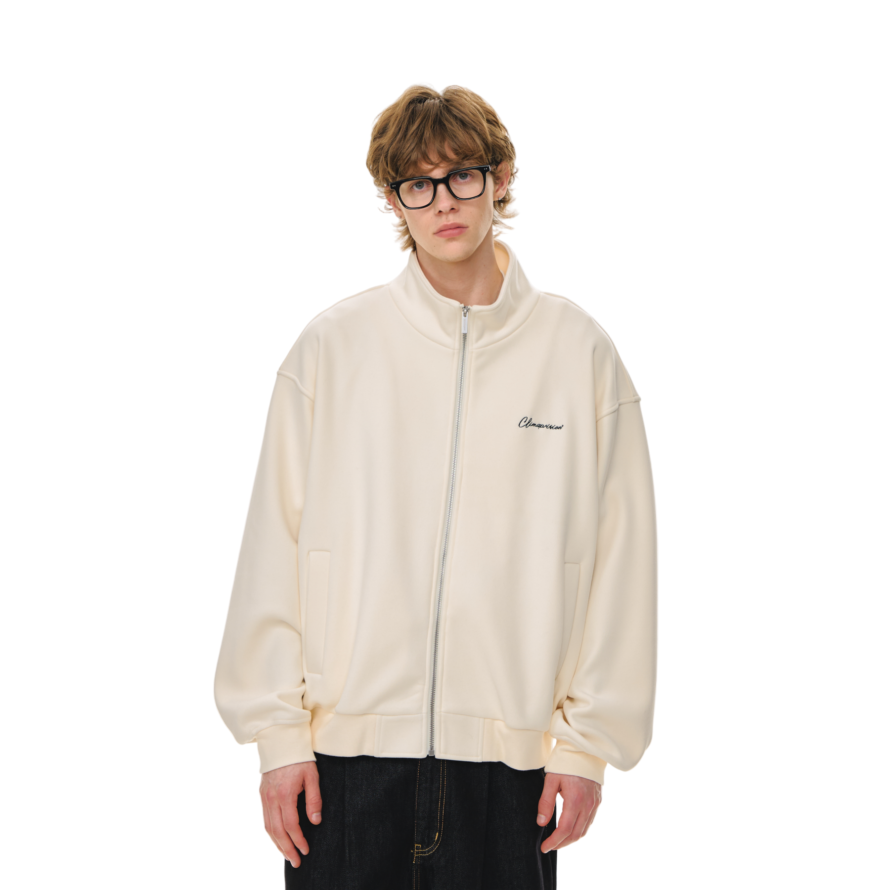 Beige Double-Faced Warm Fleece Stand Collar Jacket