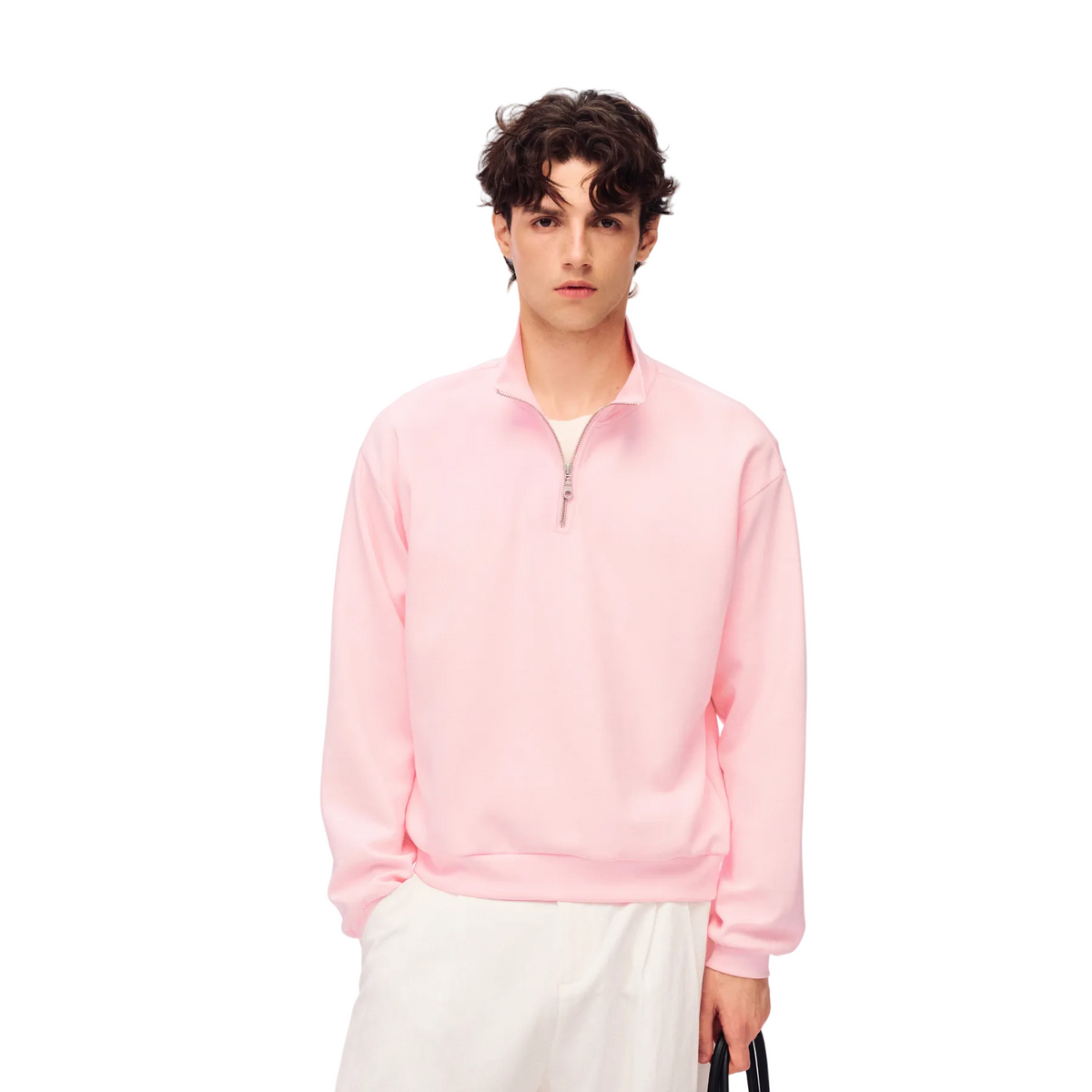 Pink Air Layer Half-Zip Pullover Sweatshirt