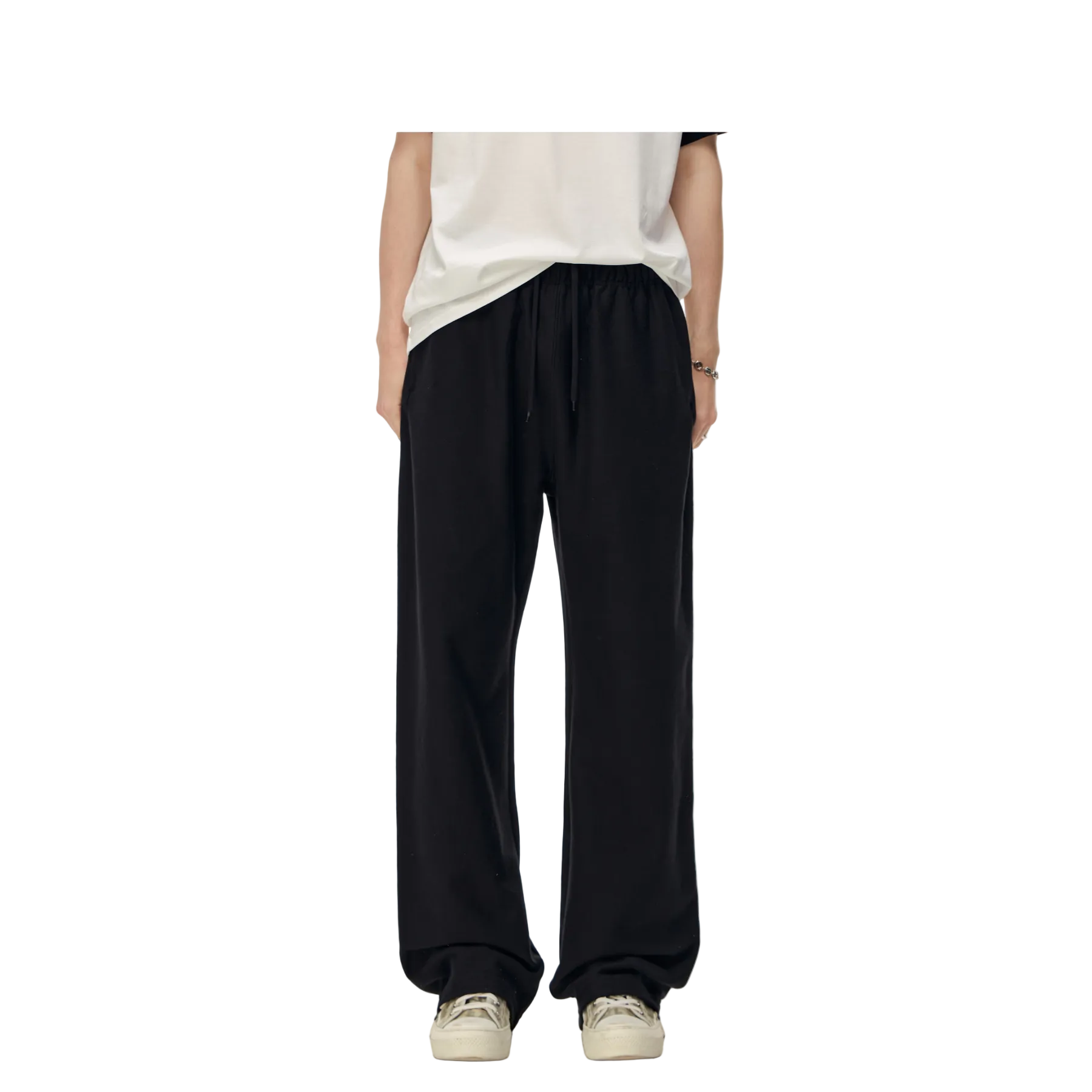 Black Basic Casual Sports Sweatpants
