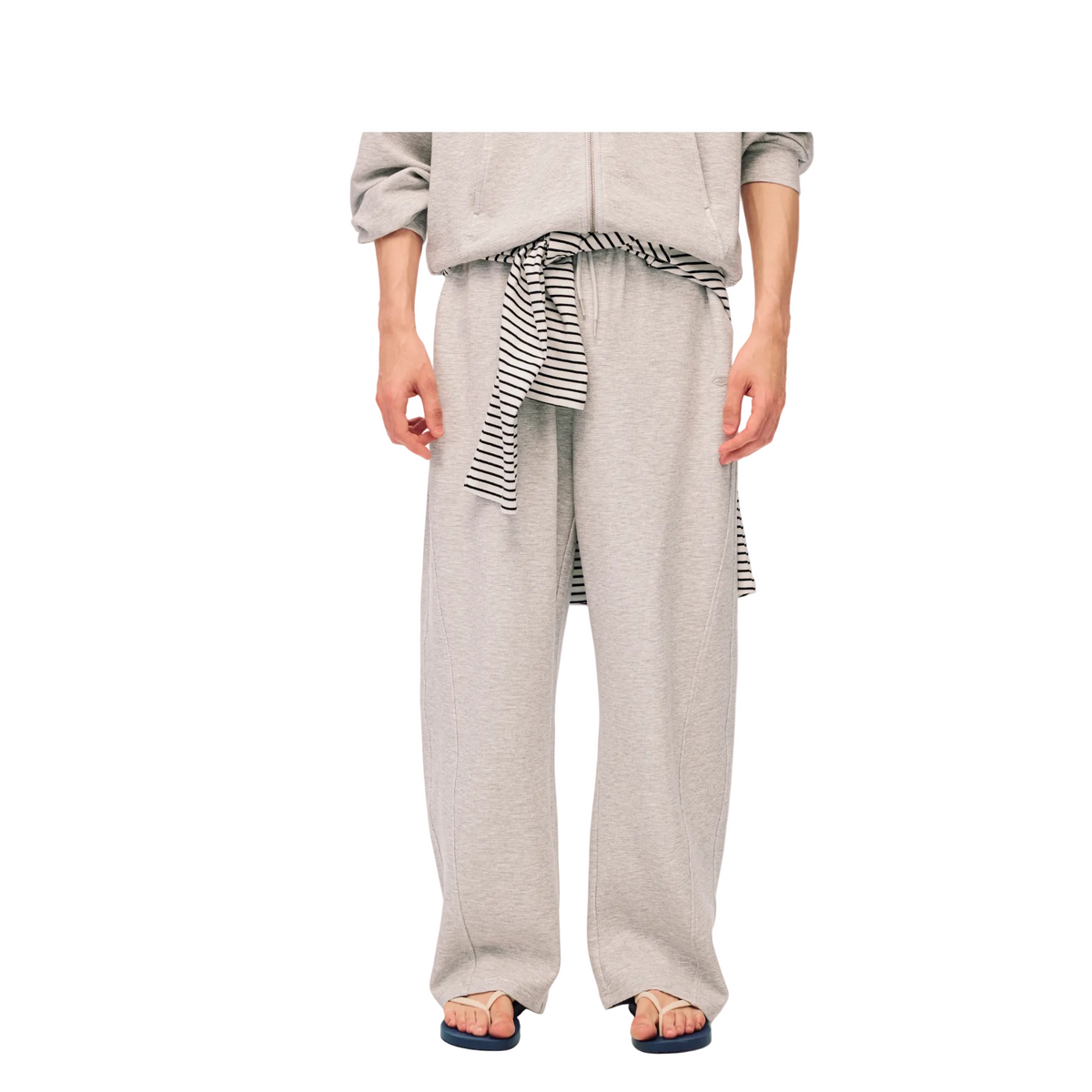 Grey Relaxed Waffle Knit Suit Blade Pants