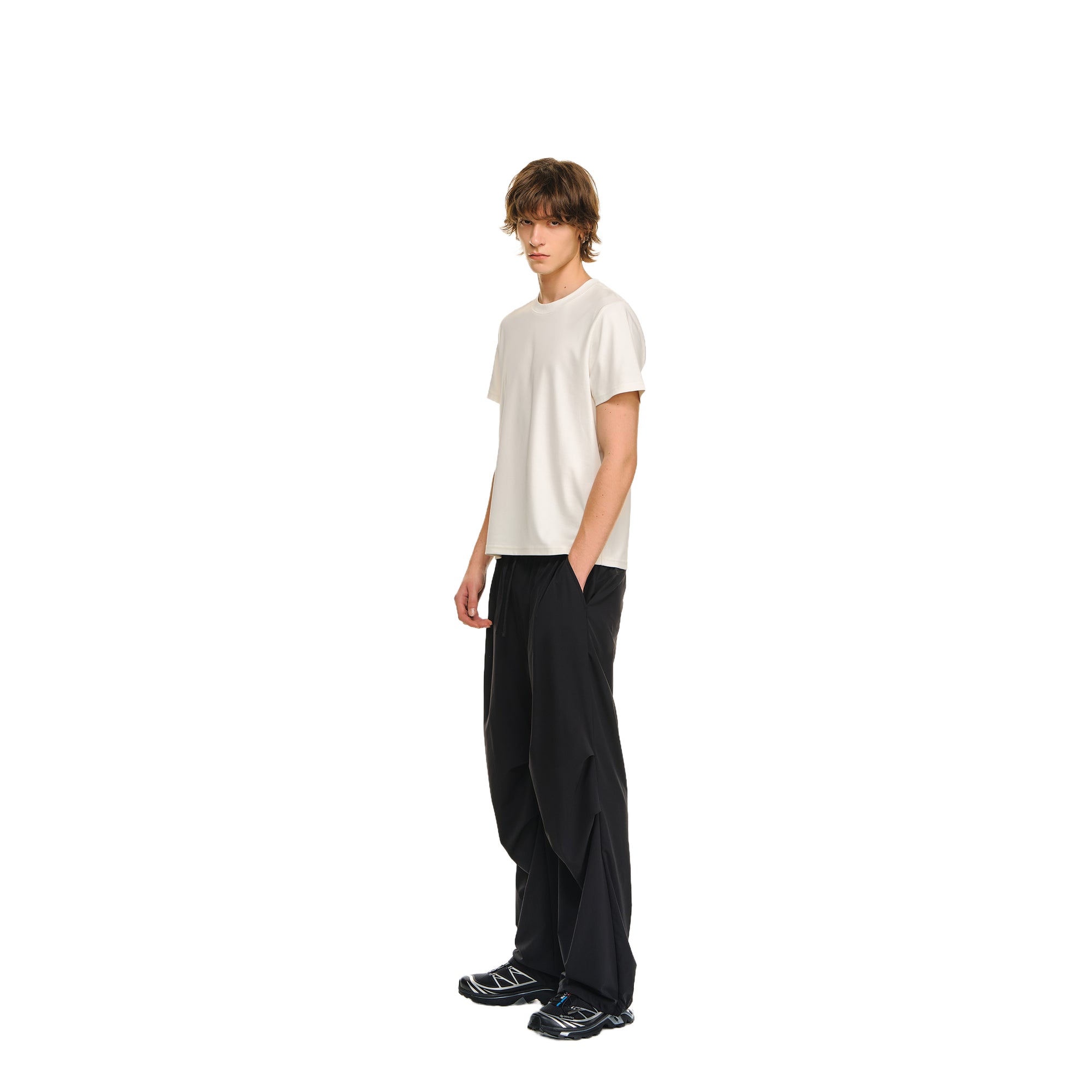 Black Outdoor Light Pleated Paratrooper Casual Pants