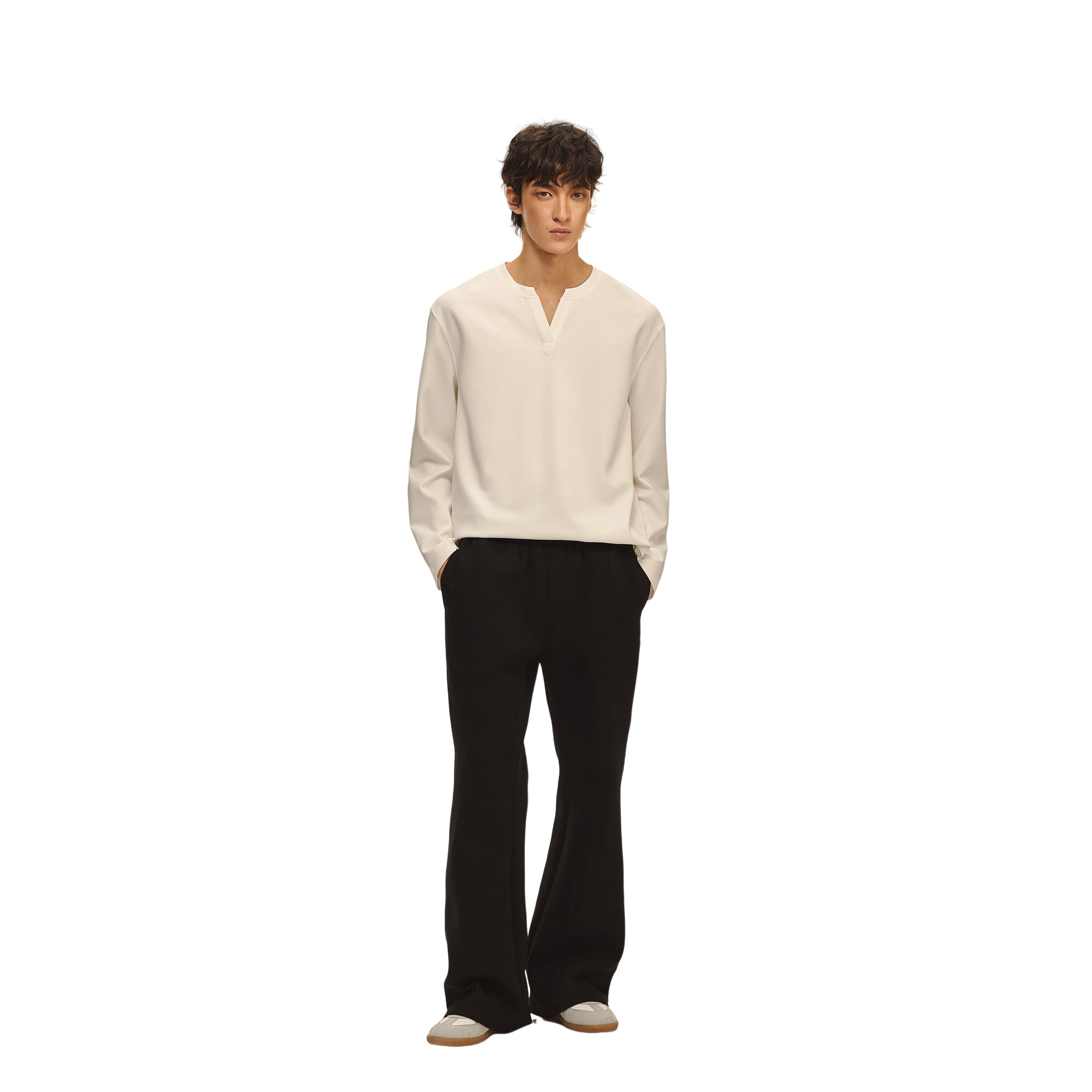 Black Comfortable Space Cotton Silhouette Casual Flared Sweatpants