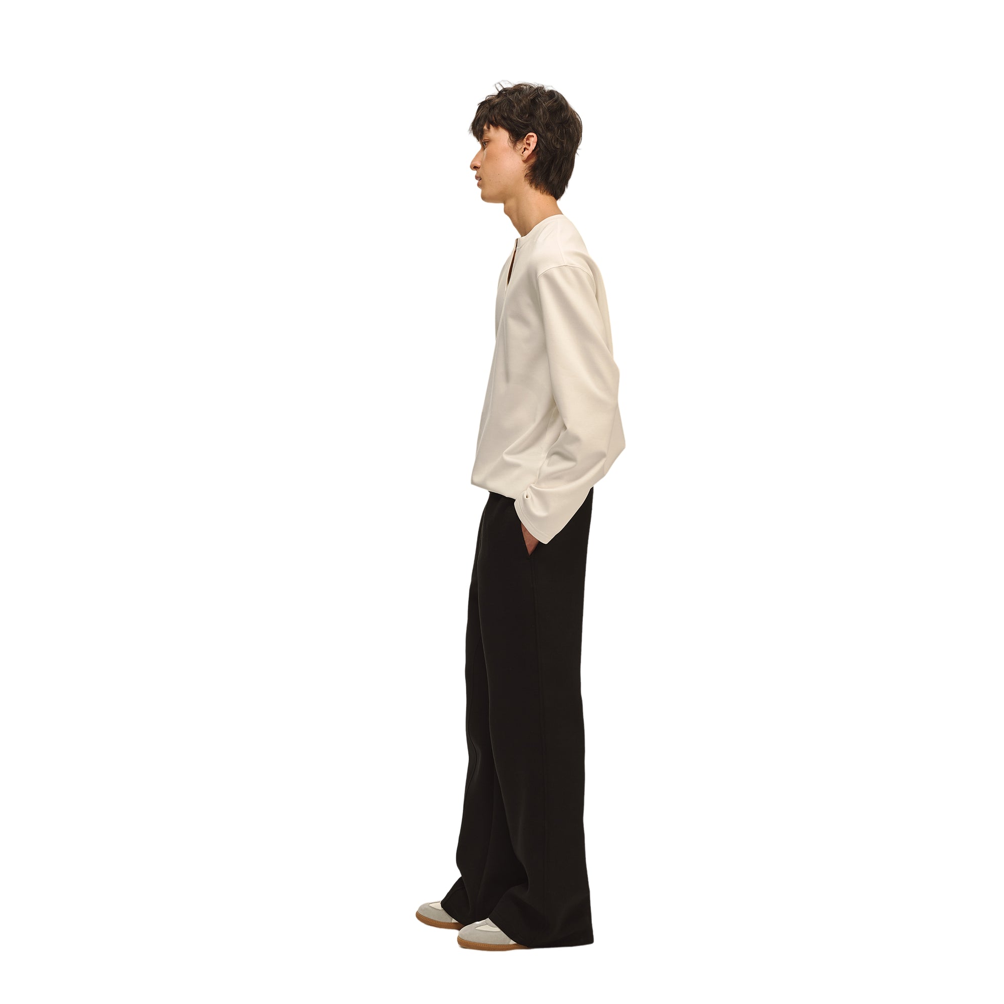 Black Comfortable Space Cotton Silhouette Casual Flared Sweatpants