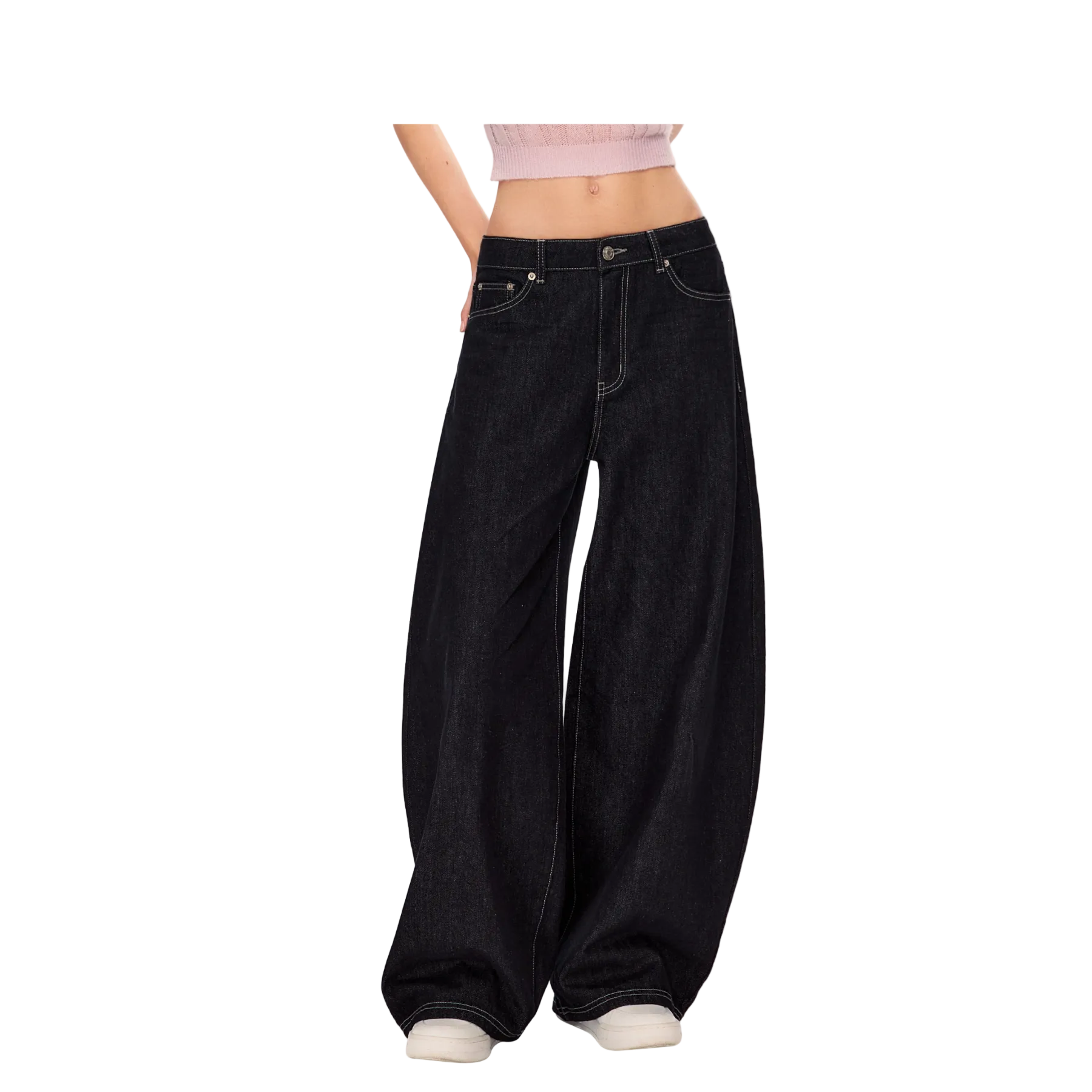 Black Cross-Studded Leather Embroidered Scimitar Jeans