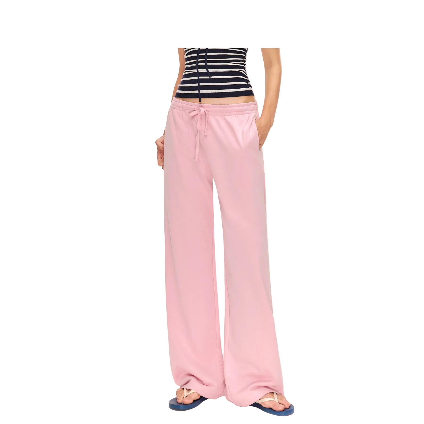 Pink Low-Rise Drawstring Straight-Leg Sweatpants