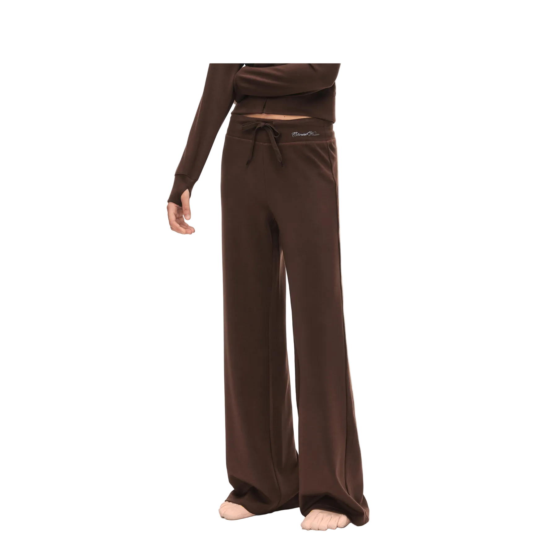 Brown Airy Wide Waist Straight Leg Trousers