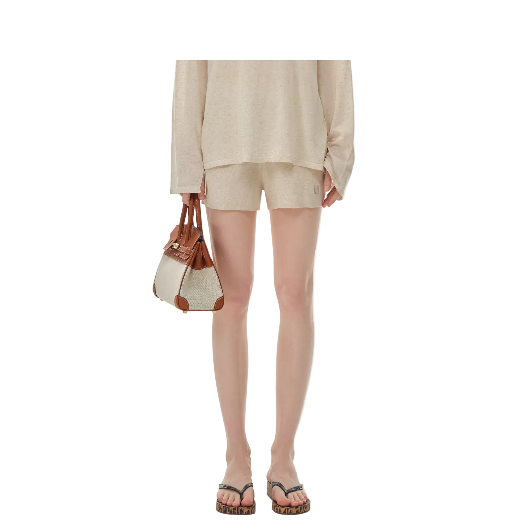 Oatmeal-colored Tencel Linen Cool Shorts