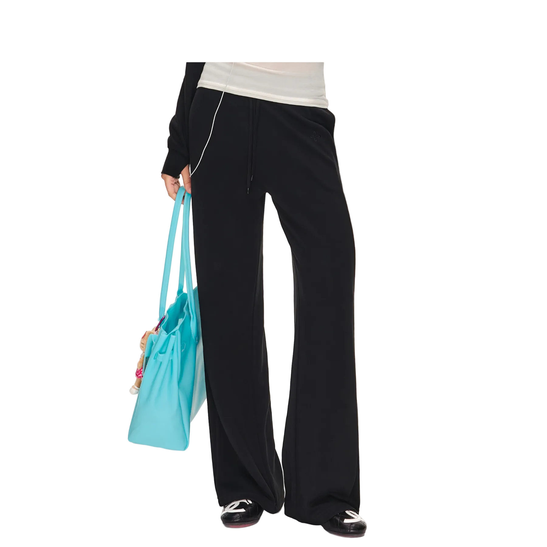 Black Cross Lightweight Cloud-like Set Straight-Leg Sweatpants