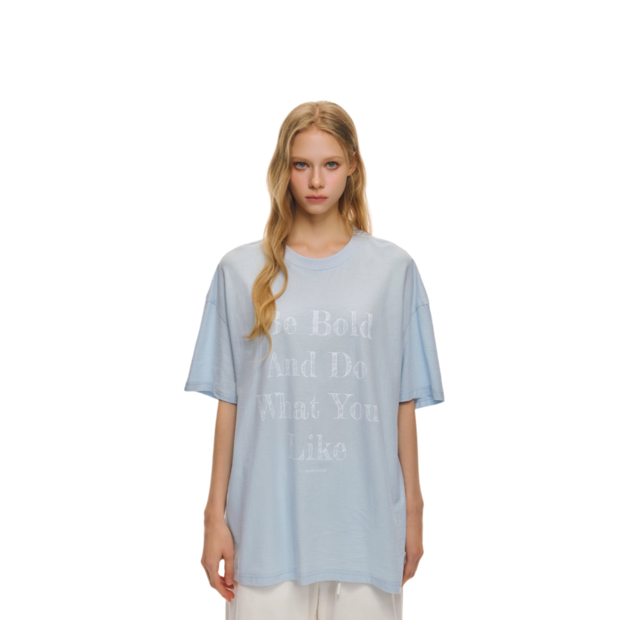 Blue Graffiti Letters Micro-transparent Short Sleeves