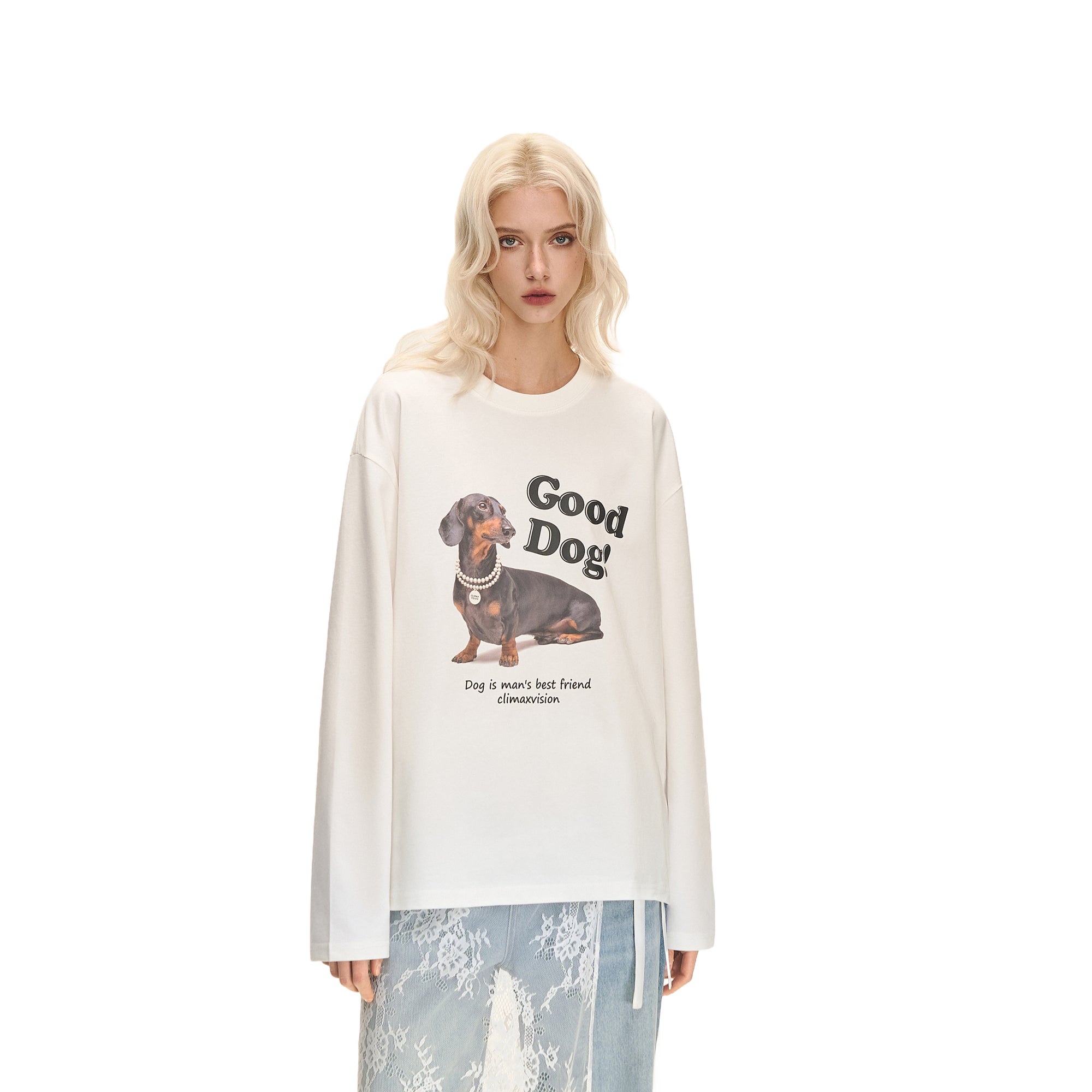 Dachshund Puppy Print Casual Long Sleeves