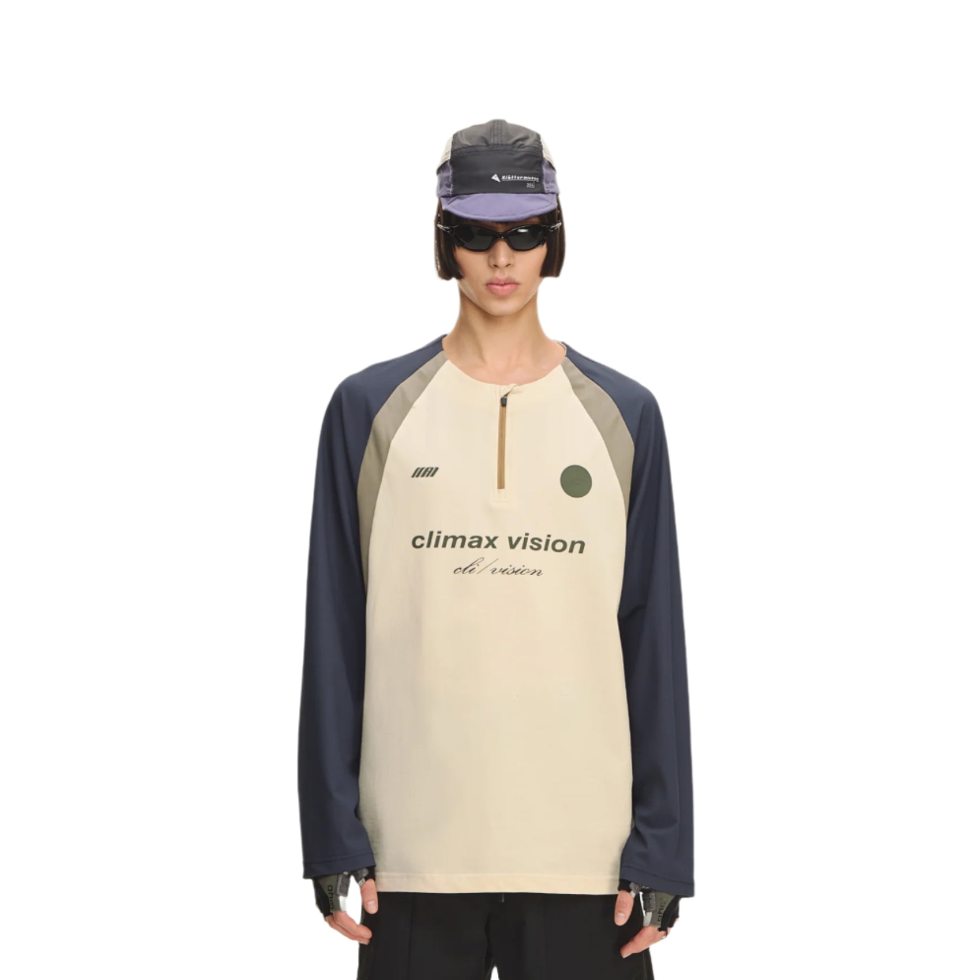 Beige Half Zip Training Jersey T-Shirt